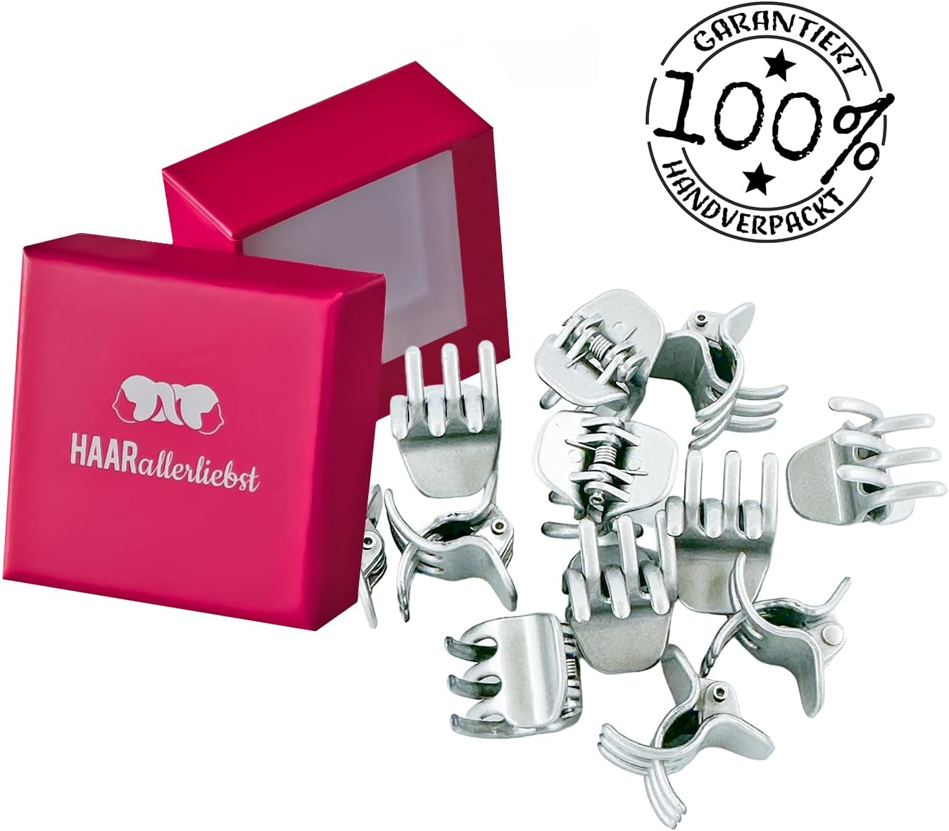 Haarallerliebst&reg; Orchid Small Hair Clips, 2 Cm, Silver Mini Hair Clips in Box, Small Hair Clip, Hair Clips, Hair Accessories, Small Clips for Girls and Women