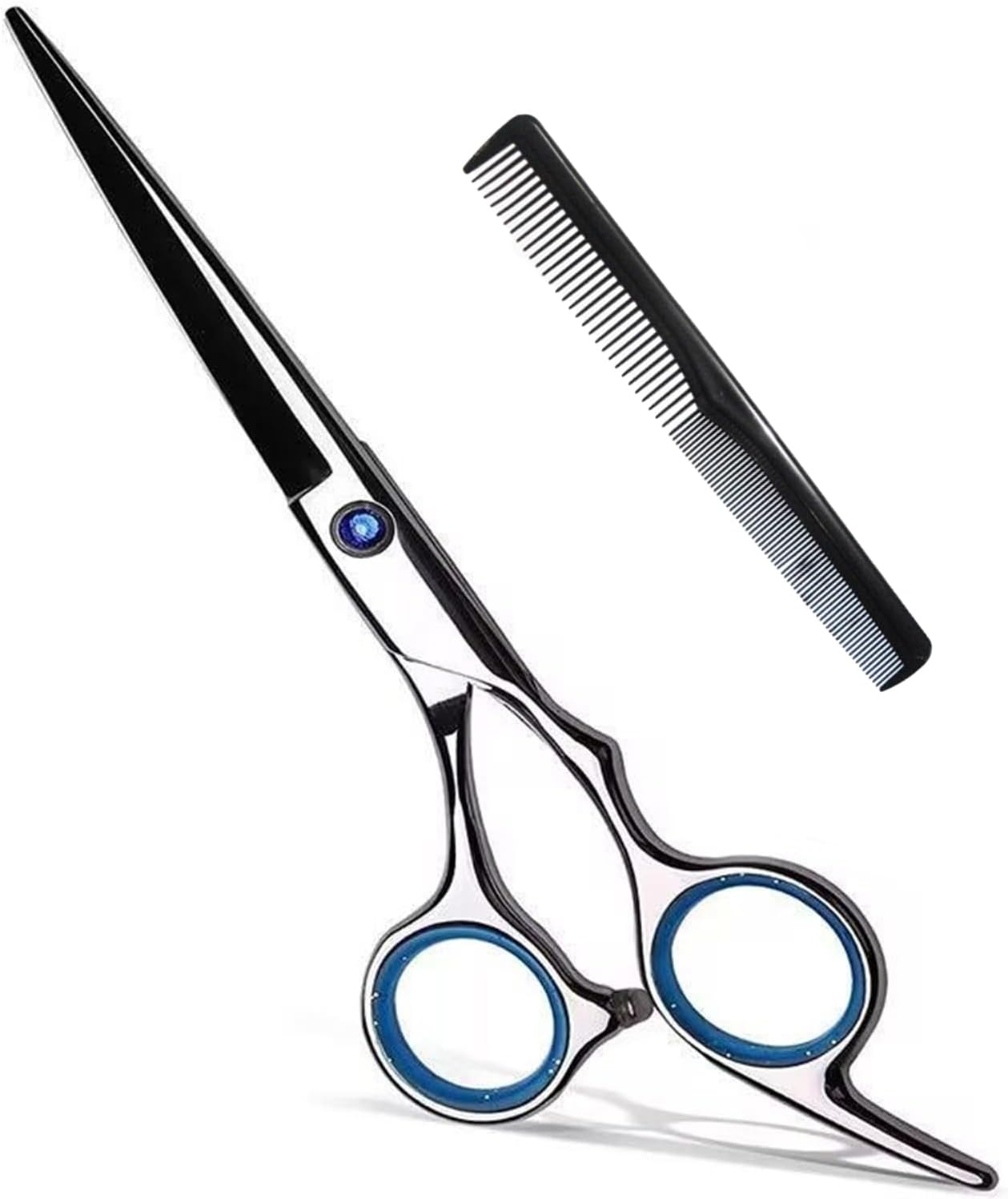 Xolixorium Hair Cutting Scissors 17.5Cm Professional Barber Scissors for Right Hand Use Razor Edge Salon Hairdressing Scissors with Included Comb Stainless Steel Blue image number 2