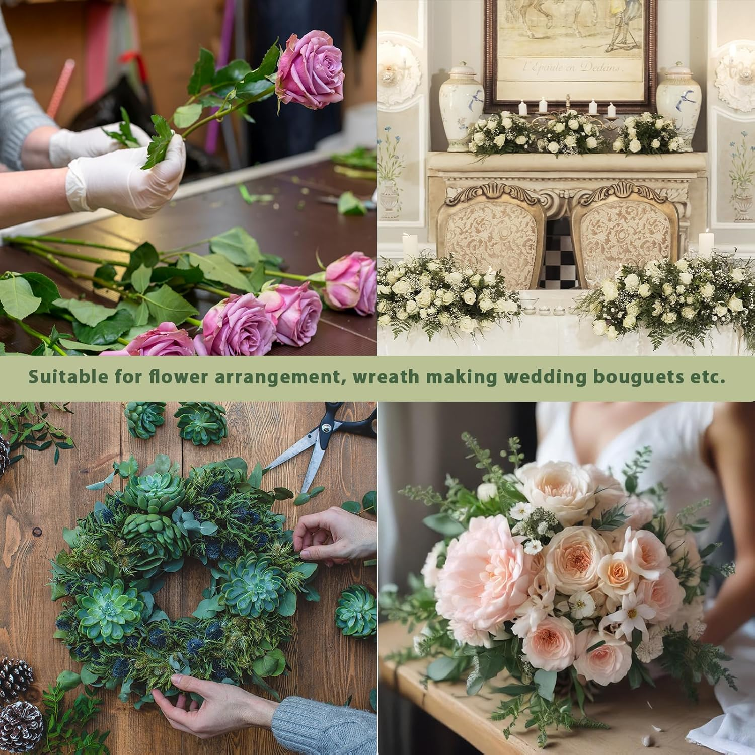 6 Pcs Floral Arrangement Kit,4 Floral Tape and Paddle Floral Wire,26 Gauge Floral Wire Stems,Flower Arranging Supplies for Bouquets, DIY Crafts, and Wreath Making image number 3