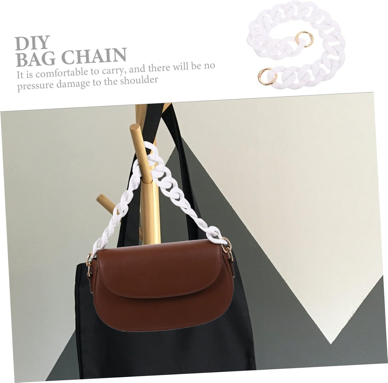 TEHAUX 4Pcs Handbag DIY Chain Purse Single Shoulder Bag Replacement Resin Chain for Vintage Handbag image number 5