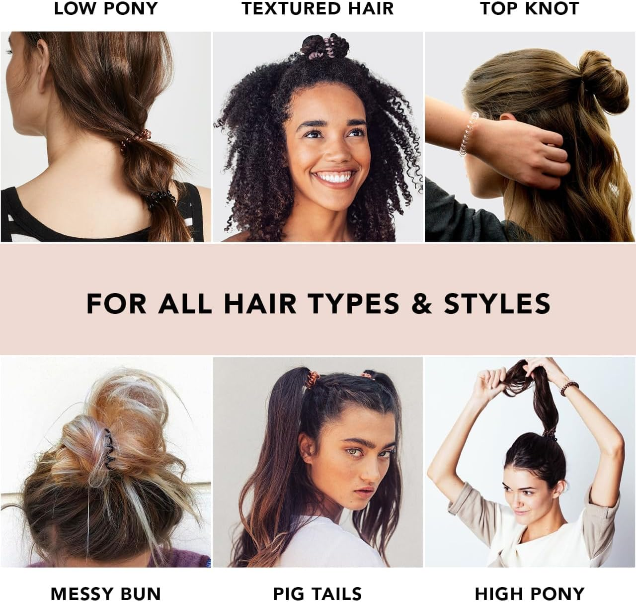 Kitsch Spiral Hair Ties - Coil, Phone Cord, Hair Coils - Stylish, Gentle, Traceless Elastic Accessories for All-Day Comfort and Chic Hairstyles - 8 Pcs, Transparent image number 2