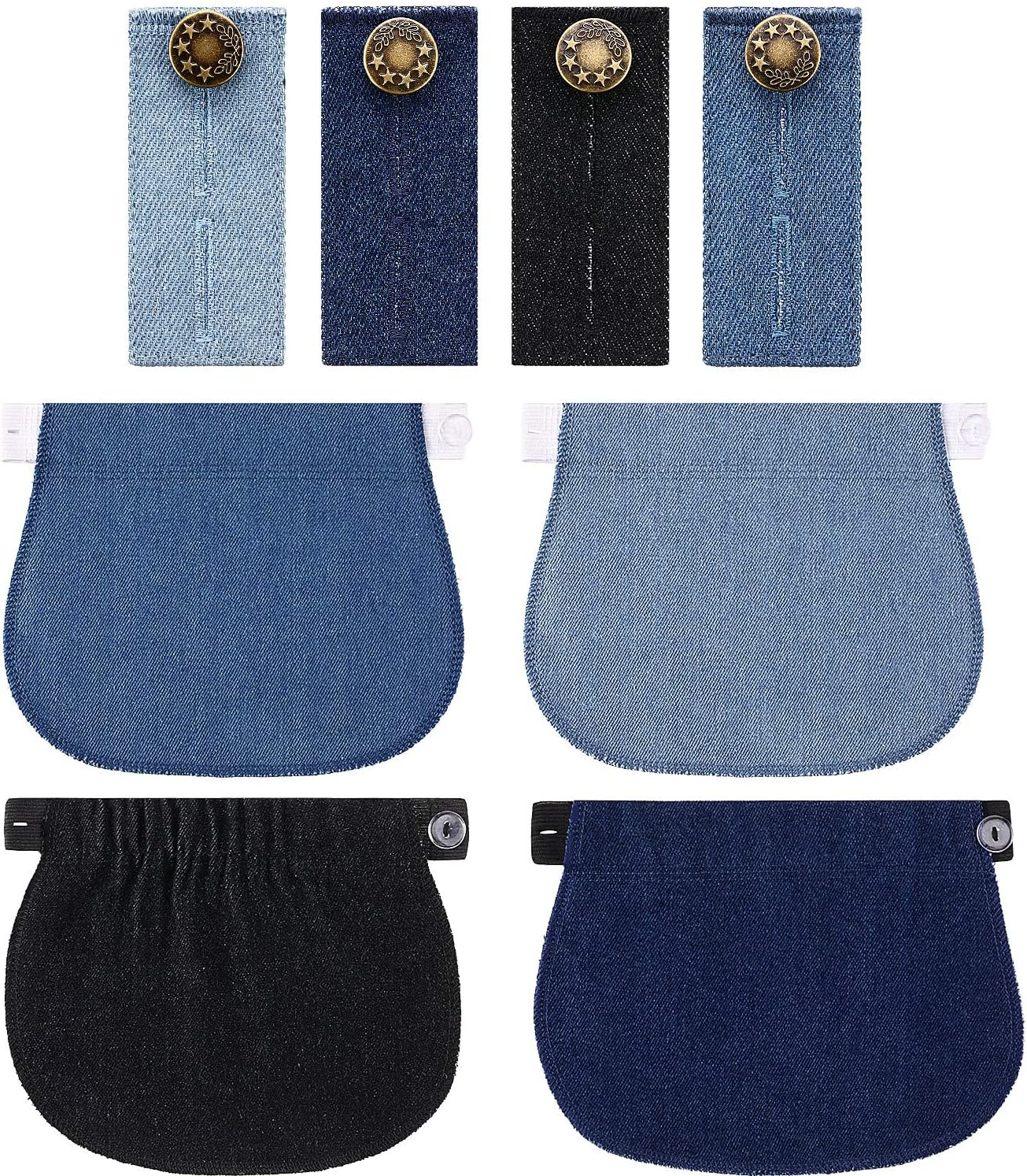 8 Pieces Maternity Pants Extender Elastic Pant Button Extenders Adjustable Waistband Extender for Pregnancy Women Men Jeans Pants Trouser image number 3