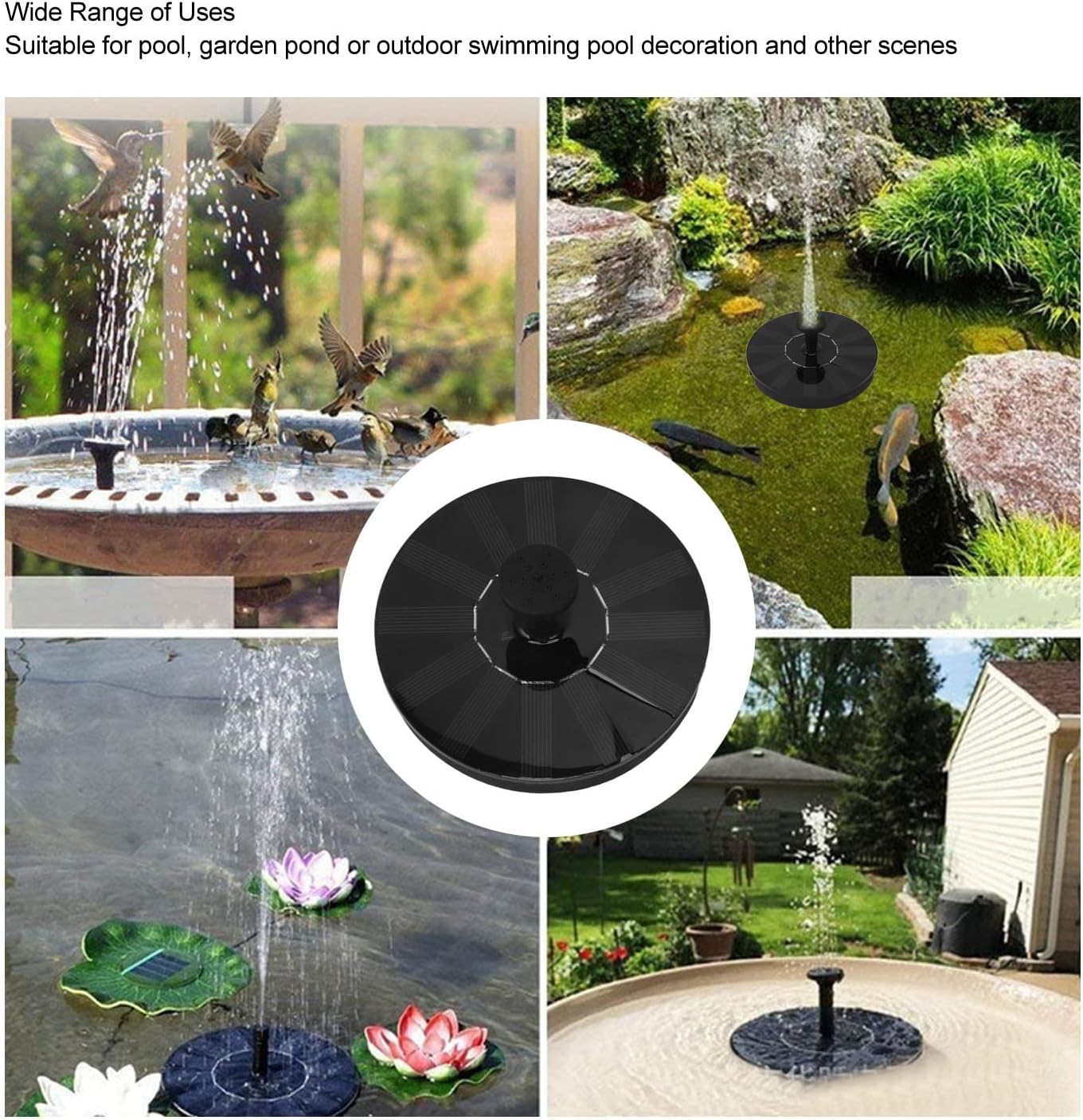Ejoyous Solar Floating Fountain, 13Cm Diameter, 30-60Cm Spray Height 210L/H Energy-Saving, for Bird Bath/Fish Tank/Small Pond/Garden Decoration with 8 Accessories image number 5
