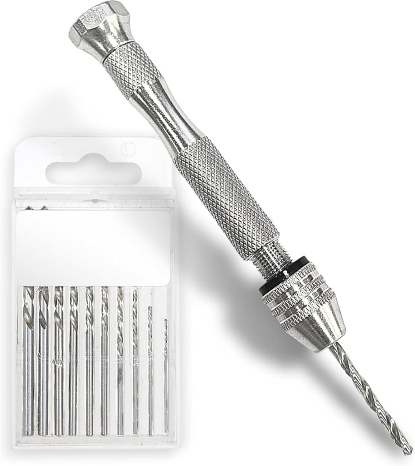 Suytvenxau Pin Vise Drill Kit Mini Manual Drill with 10 Bits for Resin Crafts Jewelry DIY Wood Clay Model Precision Drilling Tools for Detail Work