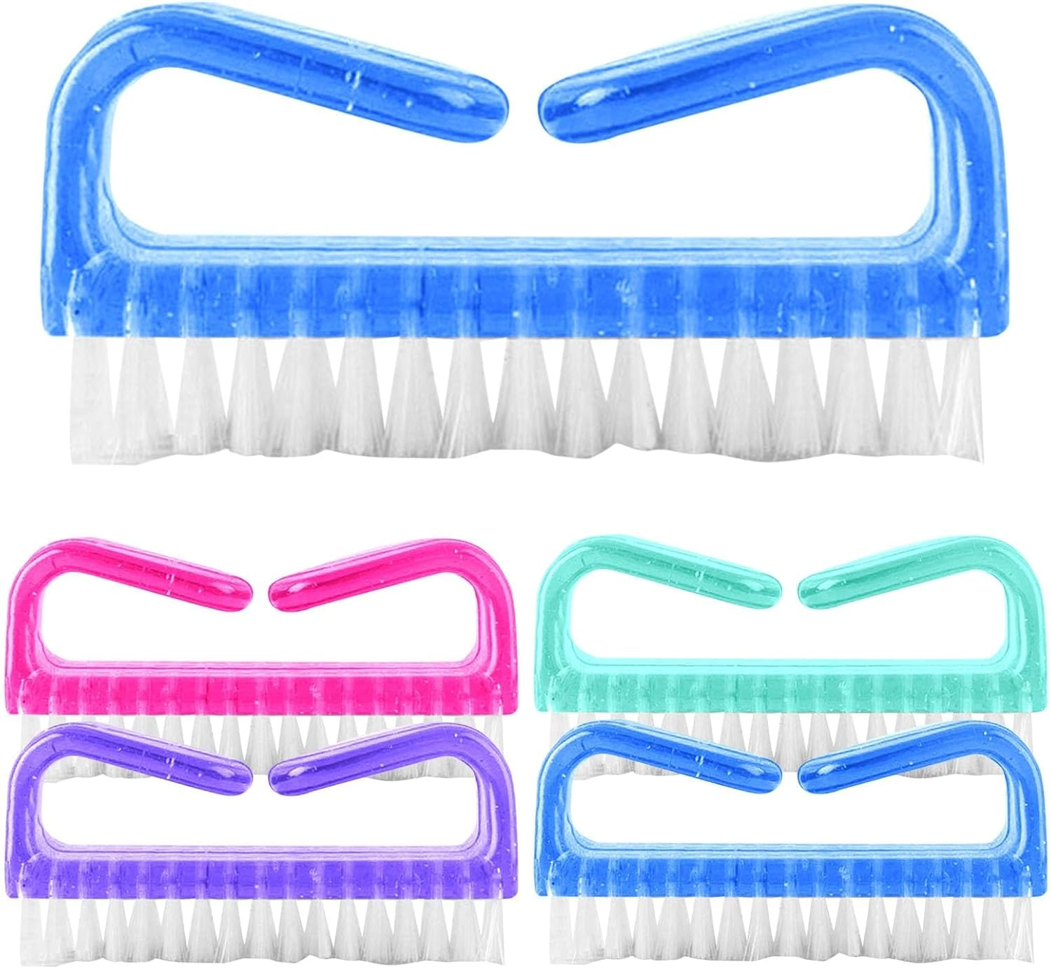 4 Pack Nail Brush with Handle - Toe & Fingernail Scrub Brush for Deep Cleaning, Durable Nail Cleaner Brush for Manicure Pedicure, Non-Slip Grip (Pink,Purple, Blue, Green) image number 5