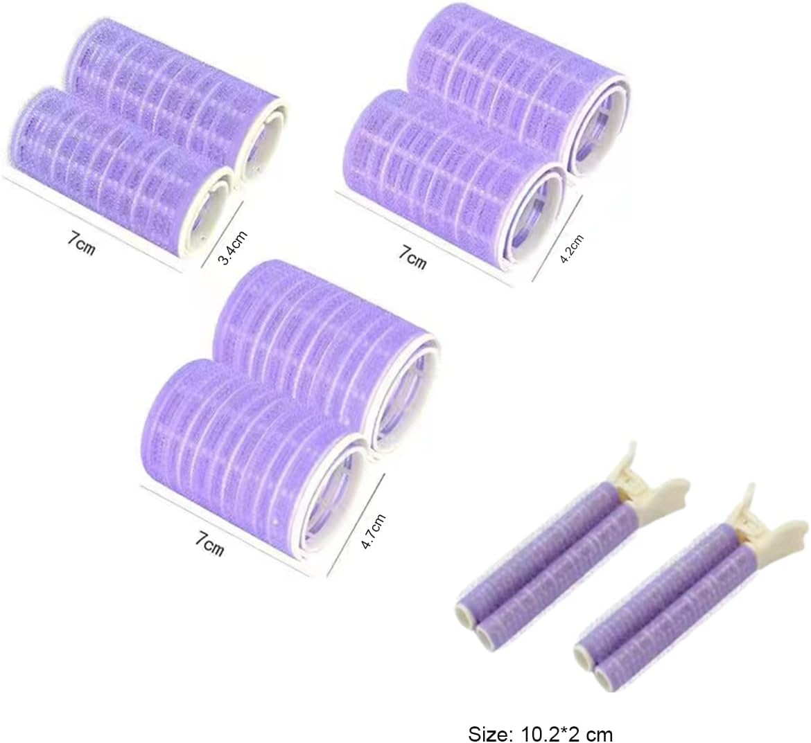 Volumizing Hair Curlers, Rollers and Clips - 8PCS with Self-Grip for Long, Medium, Short, Thick or Thin Hair (3 Sizes, Purple) - Pink image number 6