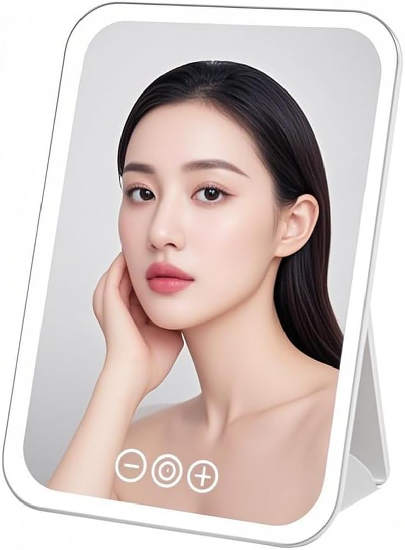 Portable LED Makeup Vanity Mirror with LED Lights, Rechargeable Smart Touch Control 3 Colors Dimmable Travel Design, Ideal for Home & Travel Use image number 3