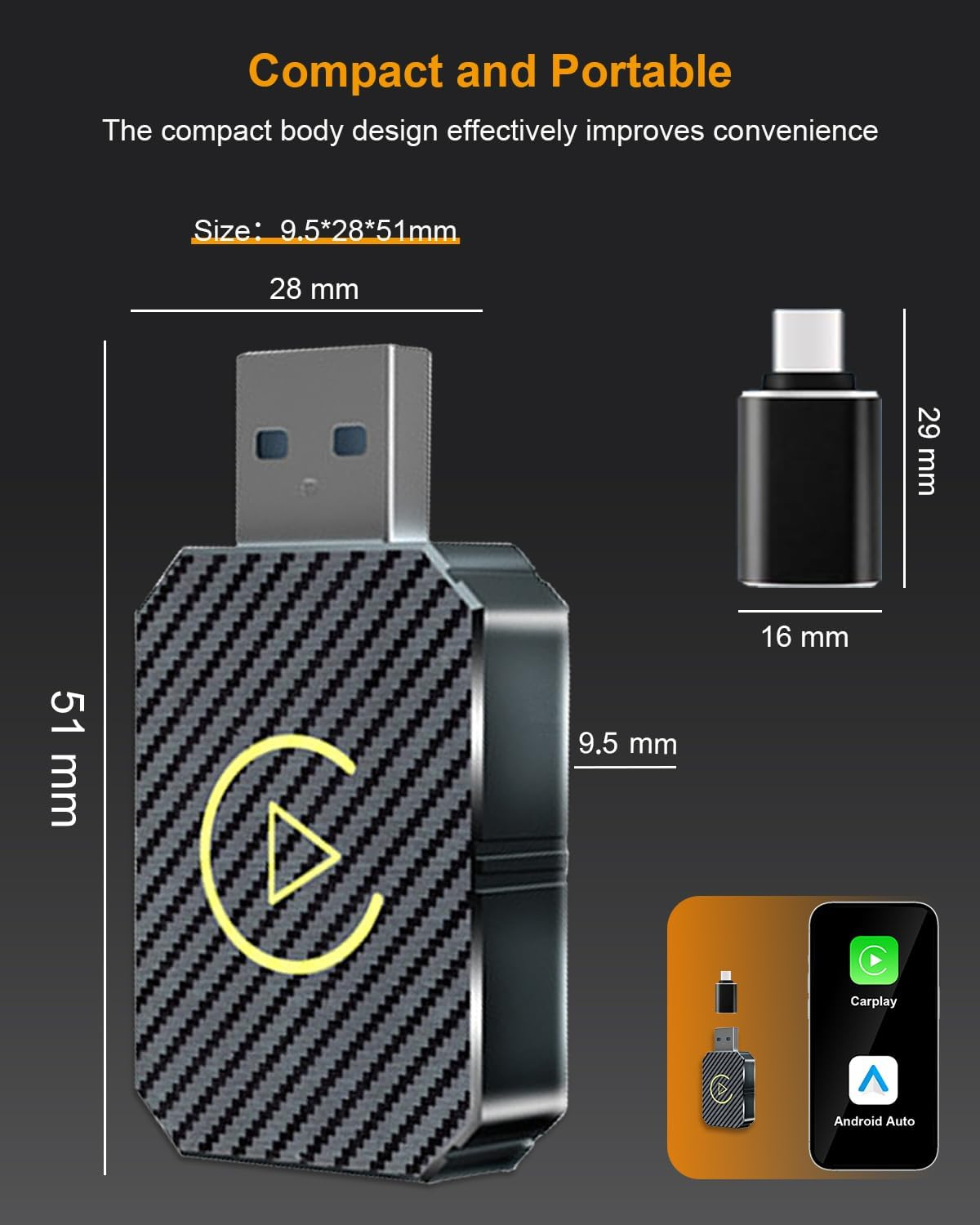 BANKKY Wireless Carplay & Android Auto Adapter&ndash;2-In-1 Plug & Play Dongle for Iphone/Android, Convert Wired to Wireless, USB-C/A Support, Car Accessories image number 6