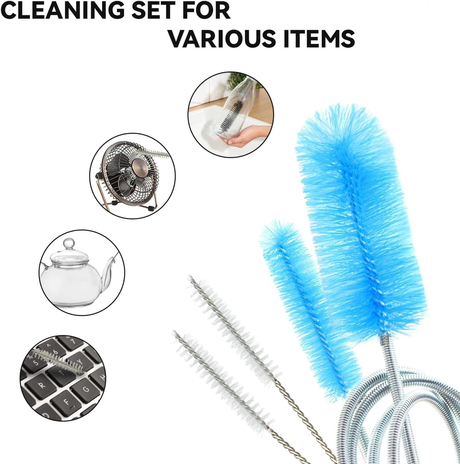 CPAP Tube Cleaning Brush-7 Feet Flexible + 7 Inches Handy Stainless Steel Wire Bristle Brush (Extra Large, Count, 2) image number 3
