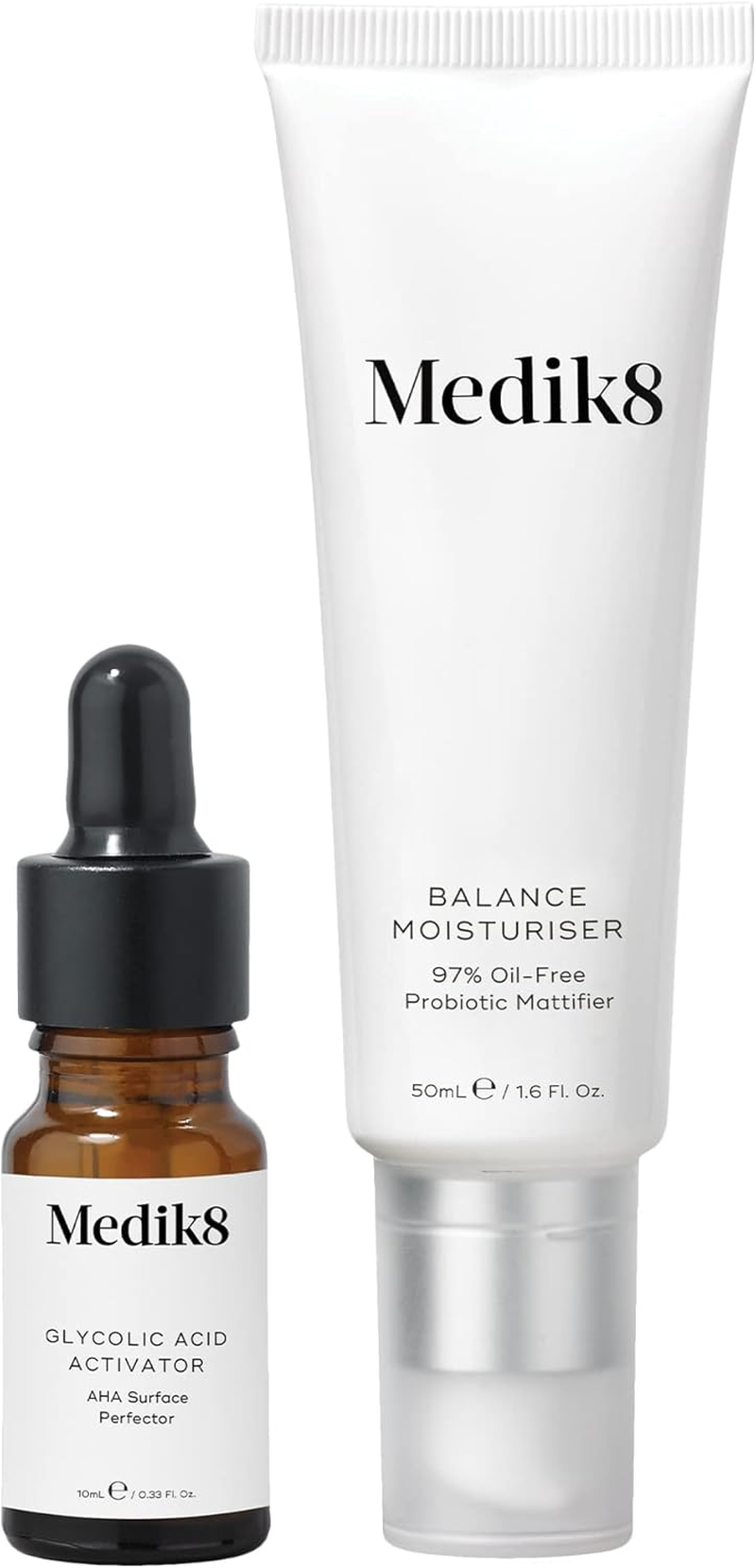 Medik8 Balance Moisturiser & Glycolic Acid Activator - 97% Fat-Free Probiotic Matting with AHA Surface Perfection - 50 Ml & 10 Ml image number 1