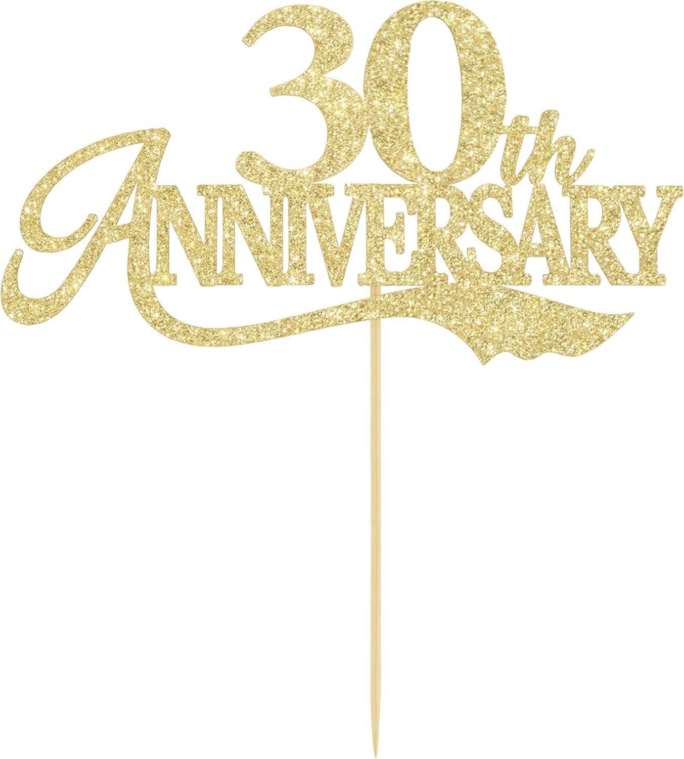 LOVENJOY 30Th Anniversary Cake Topper Gold Glitter for 30 Years Wedding Anniversary Decoration image number 2