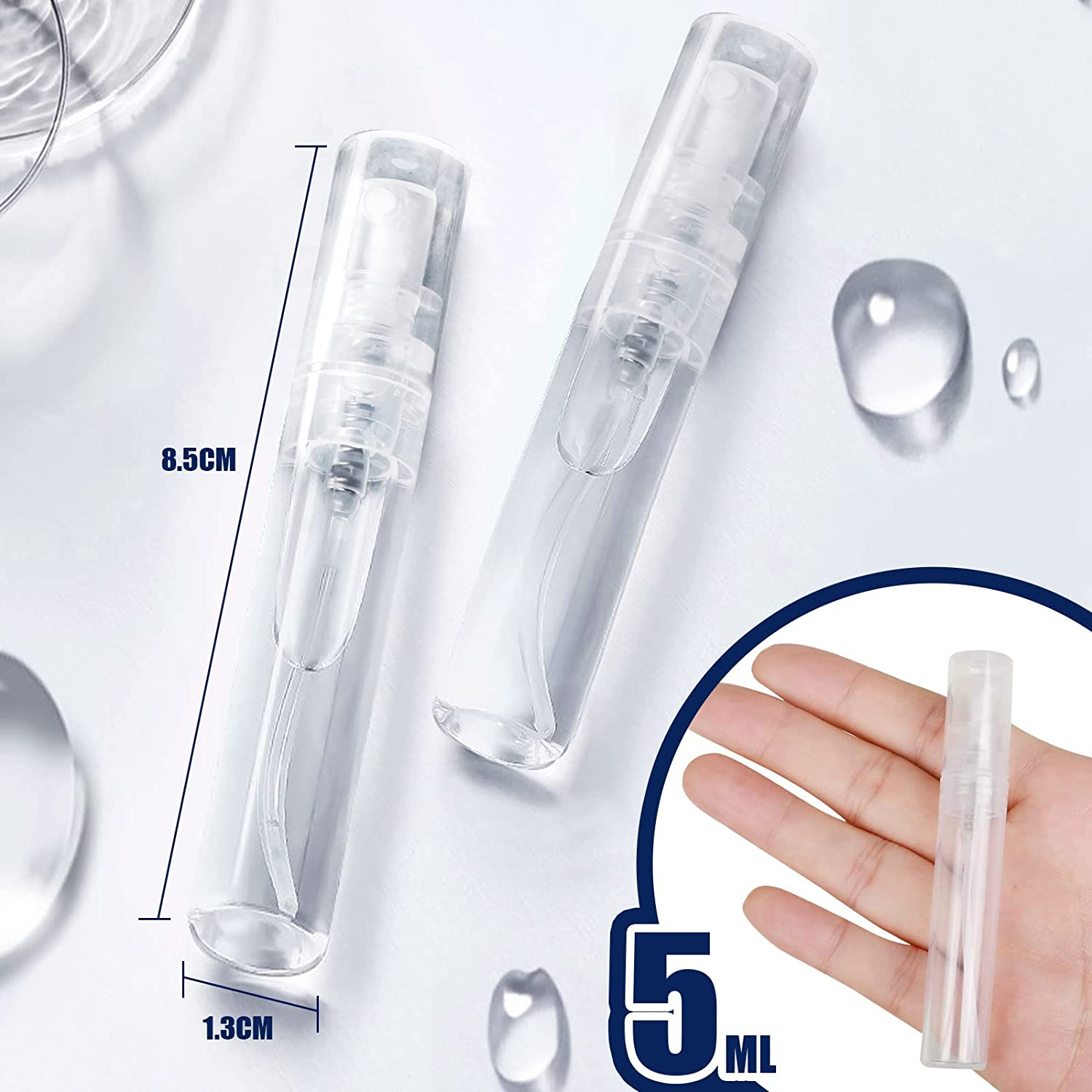 Mini Spray Bottle, 50 Pack 5Ml Mini Plastic Spray Bottle Empty, Fine Mist Refillable Mini Perfume Bottle, Perfume Atomizer, Small Sample Containers, Plastic Portable Travel Bottle, Clear image number 4