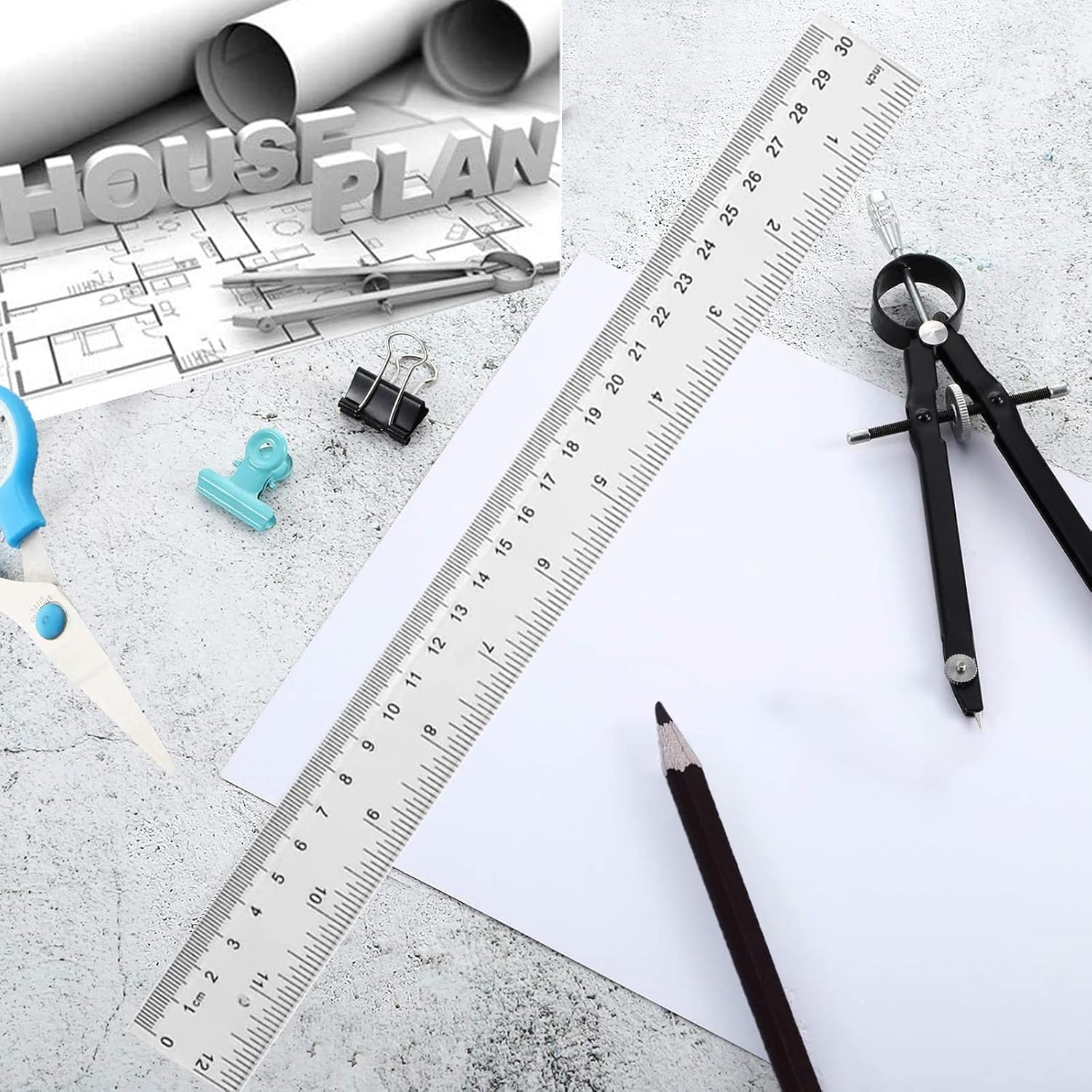 30 Pcs Clear Plastic Ruler Set, 12 Inch/30 Cm Transparent Straight Ruler with Centimeters and Inches, Flexible Measuring Tool for Student Classroom School Office image number 6