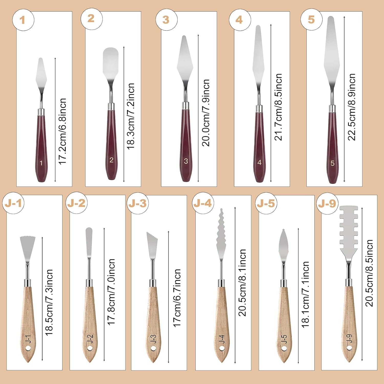 Palette Knife Set,11 Pieces Stainless Steel Scraper Palette Knife Painting Accessories Art Supplies for Oil Painting, Gouache, Watercolor, Rock Painting image number 2