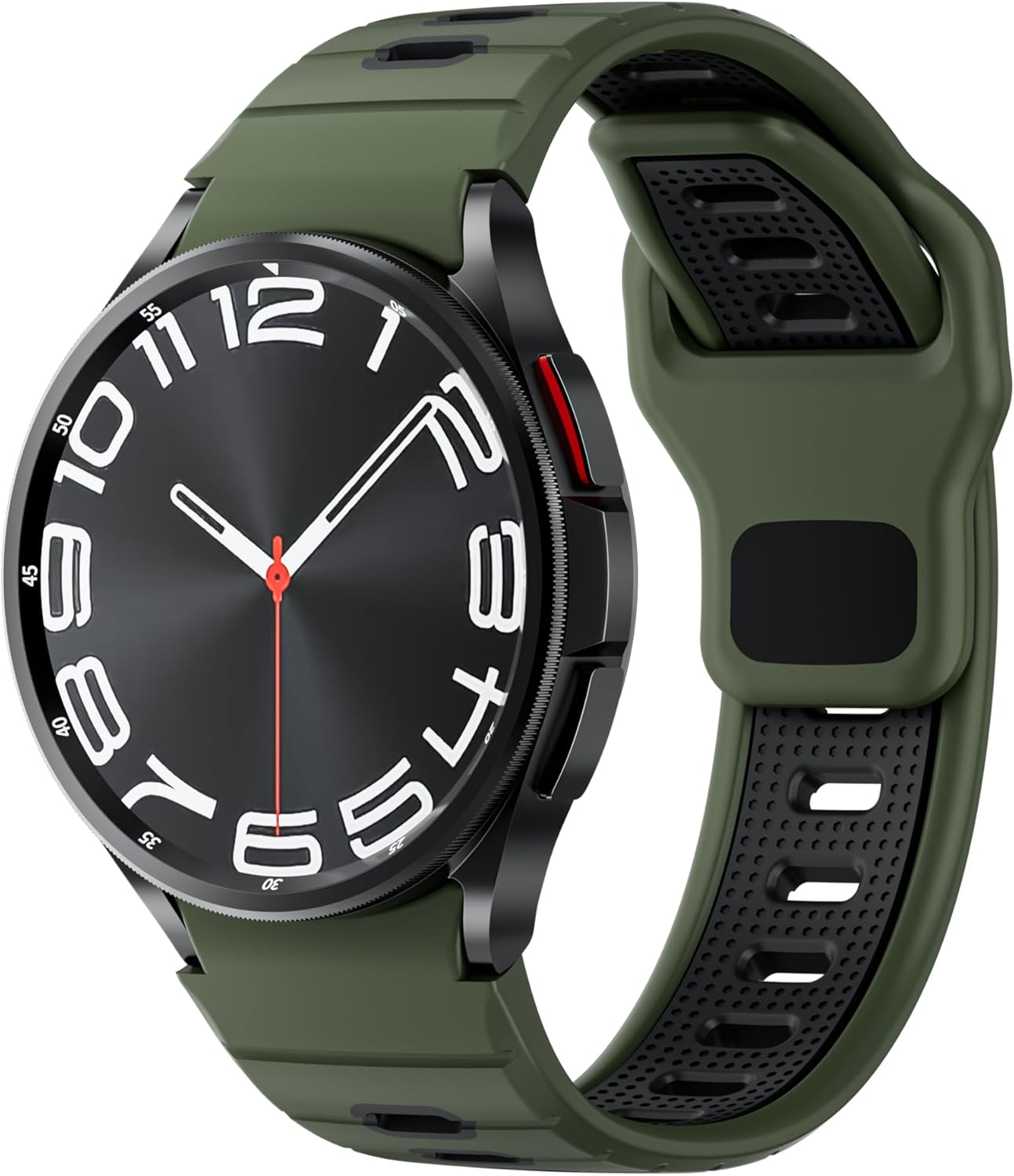 Silicone Band for Samsung Galaxy Watch 7/6/5/4 Band 40Mm 44Mm/Galaxy Watch 6 Classic 47Mm 43Mm/Watch 4 Classic 46Mm 42Mm/Fe 40Mm Men Women, Rugged No Gap Sport Band for Samsung Watch 5 Pro 45Mm