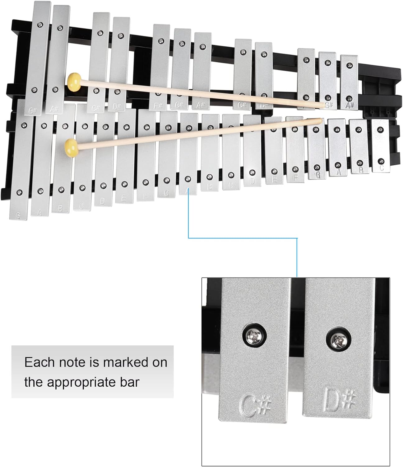 Mr.Power Foldable Glockenspiel Xylophone Vibraphone Percussion Instrument 30NOTES image number 6