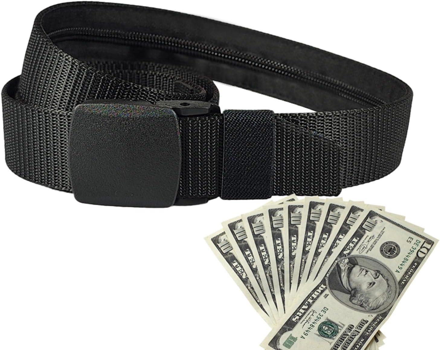 Travel Safety Belt, Travel Bag Belt - Belt with Wallet, Security Money Belt for Valuables, Travel Anti-Theft Belt, Cashsafe Wallet Belt, Safe Waist Belt for Men, Holds, Coffee, See Description, See