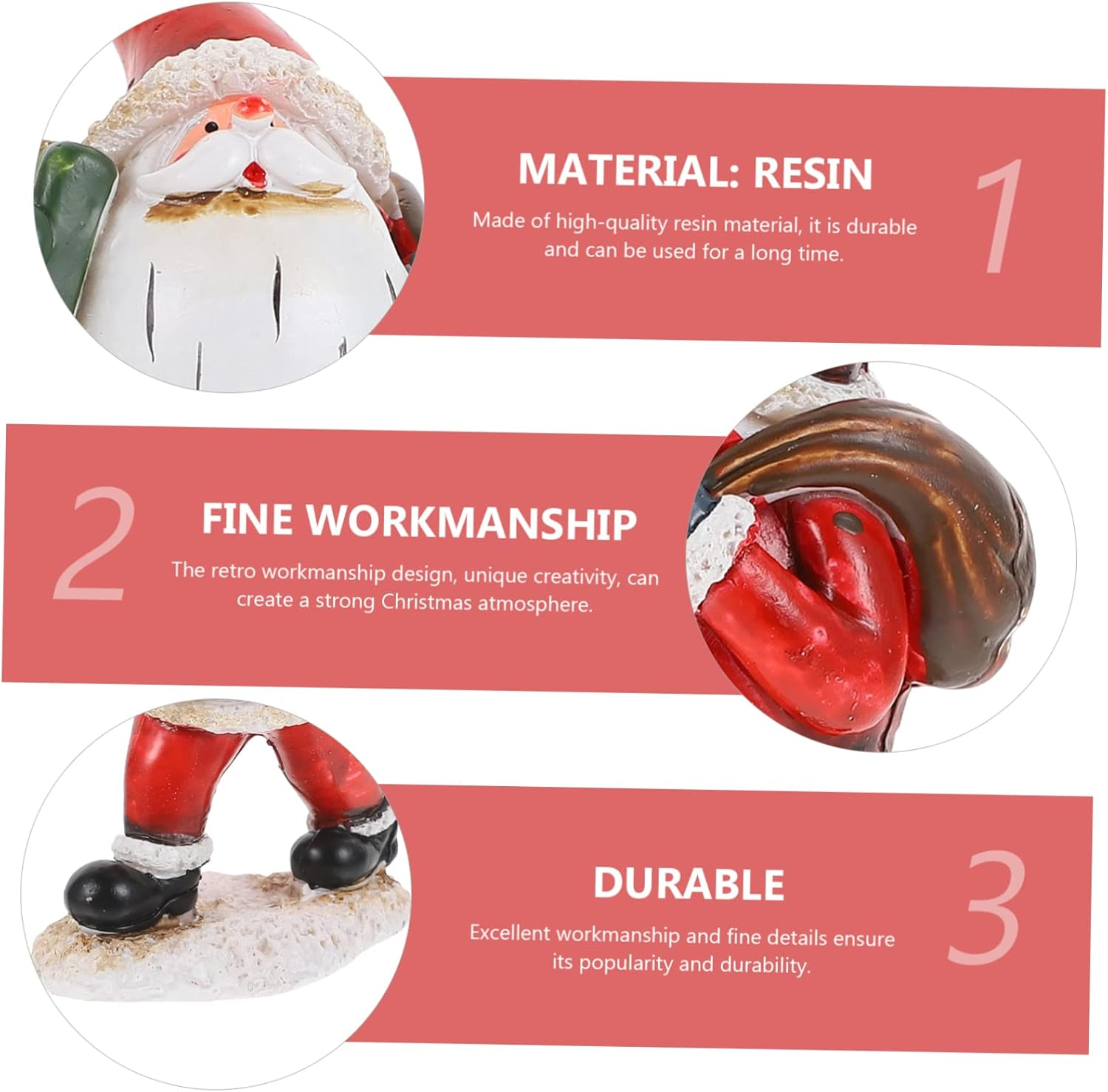 KOMBIUDA Santa Claus Ornaments Resin Christmas Decoration Desktop Adornment Creative Santa Claus Decor Xmas Presents for Home and Party