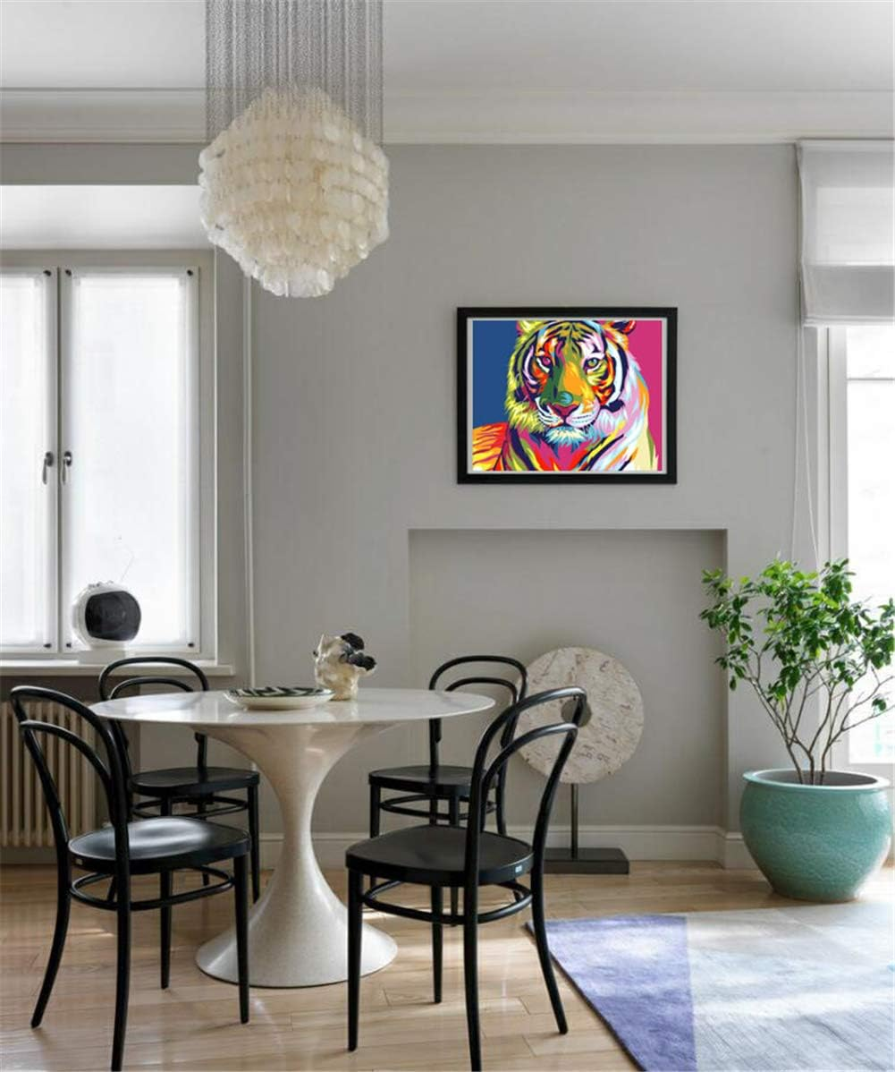 Komking Paint by Number for Kids & Adults Beginner, Paint by Numbers Kits on Canvas, Art Craft Painting Kits Gifts for Home Decor, Colorful Tiger without Frame 16X20Inch image number 3