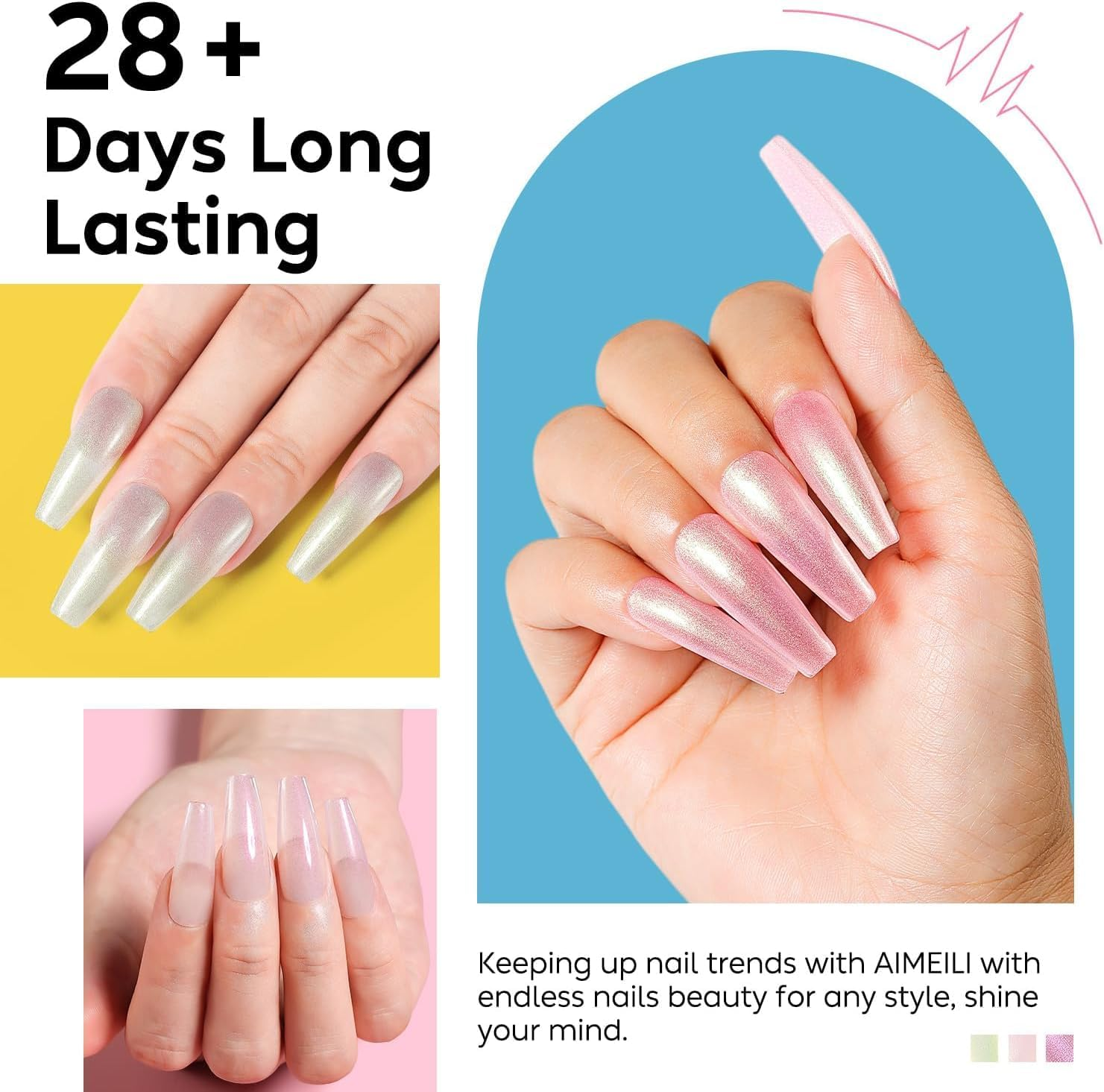 AIMEILI 8 in 1 Builder Nail Gel Set, 6Pcs Sheer Color Hard Gel Builder Base Nail Strengthening Gel Nail Extension False Nail Tips Glue Gel in a Bottle, UV LED Gel Polish 8ML Kit 35 Cruelty-Free & Vegan