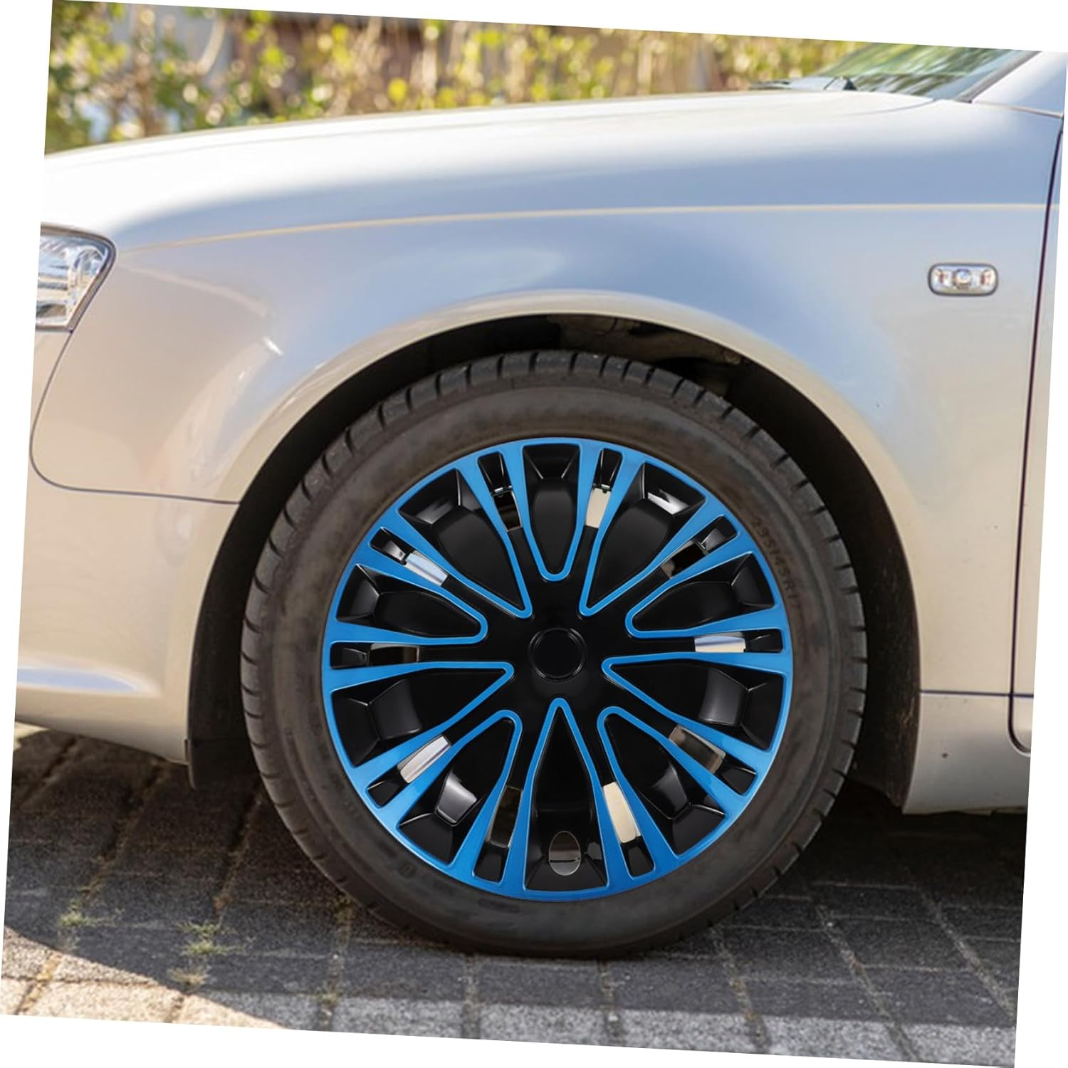 COSMEVIVI 15-Inch Car Wheel Hub Covers Decorative Hubcaps Blue Black Universal Rim Caps for Vehicle Wheels Automotive Accessories image number 1