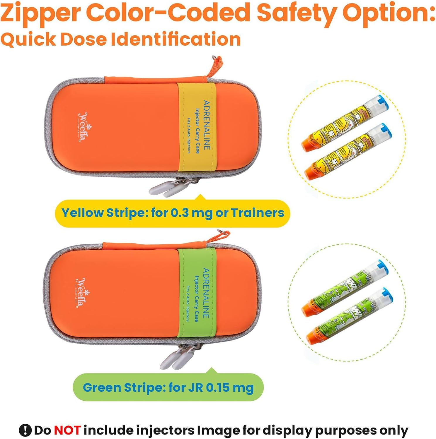 Weefla Empty Hard-Shell Carry Case for Epipen, Ultra Slim Holder for 2 Epi Pen Auto-Injectors, High-Visibility, Splash Resistant, Compact Travel Size for First Responder & Allergy Sufferer (YL) - Yellow image number 6
