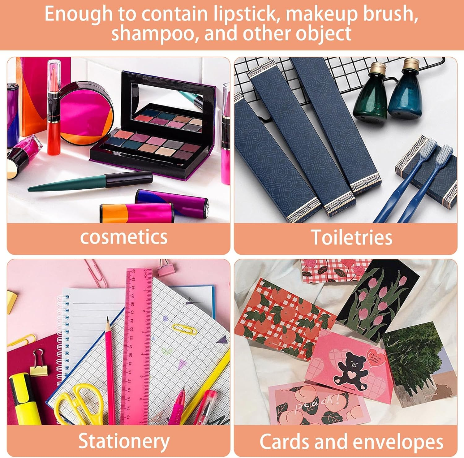 3 Pack Transparent Cosmetic Bags, Different Size Portable Waterproof PVC Makeup Cases Organizers Pouch Carrying Accessories for Lipstick Facial Cleanser Shampoo Storage- Small & Medium & Large, image number 3