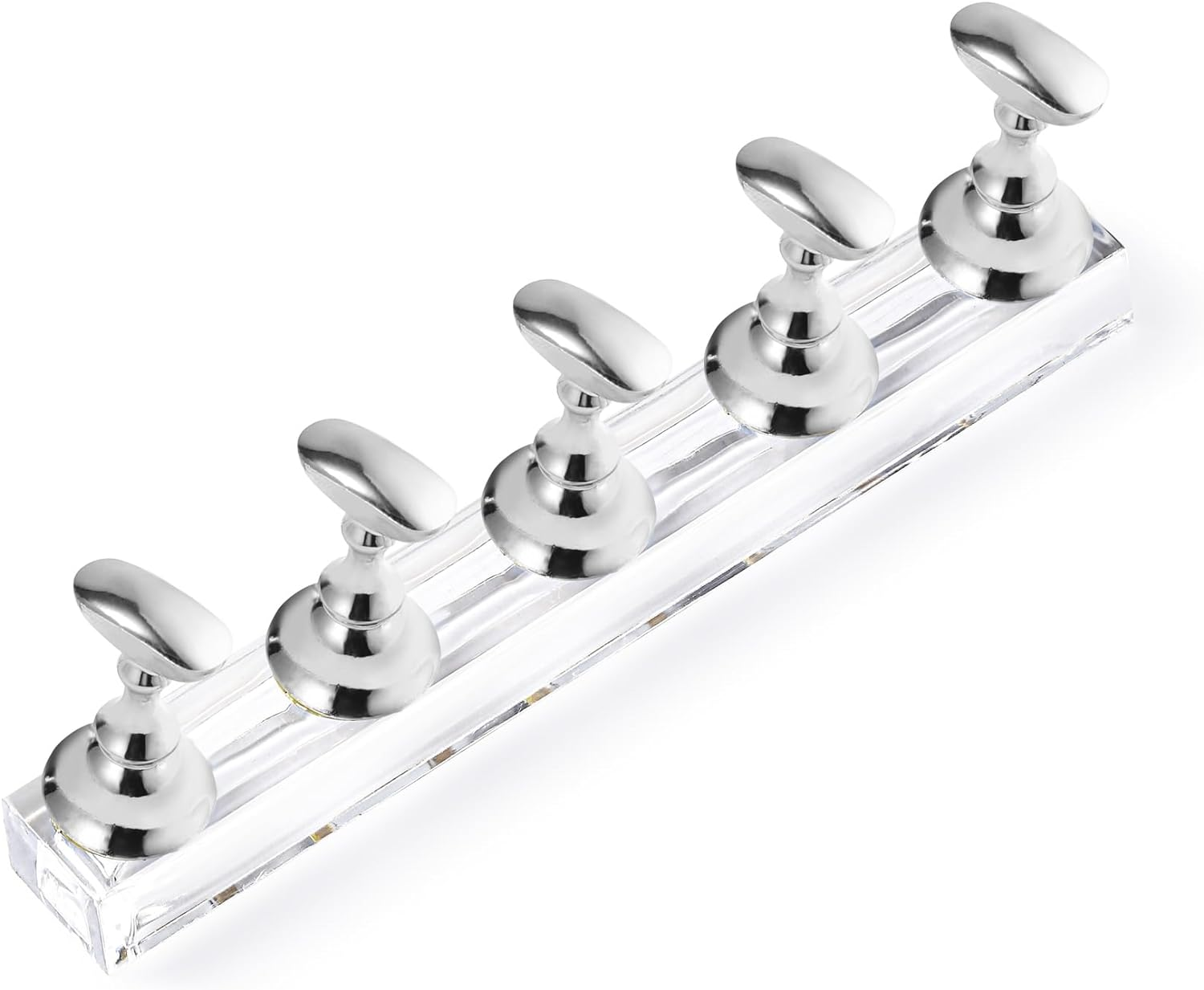 Annhua Nail Stand Acrylic Nail Design Practice Stands Magnetic Nails Holders, Nail Tip Holder for Nail Art Training Fingernail Display Stands Press on Nail Holder for Painting Nails- Silver image number 6