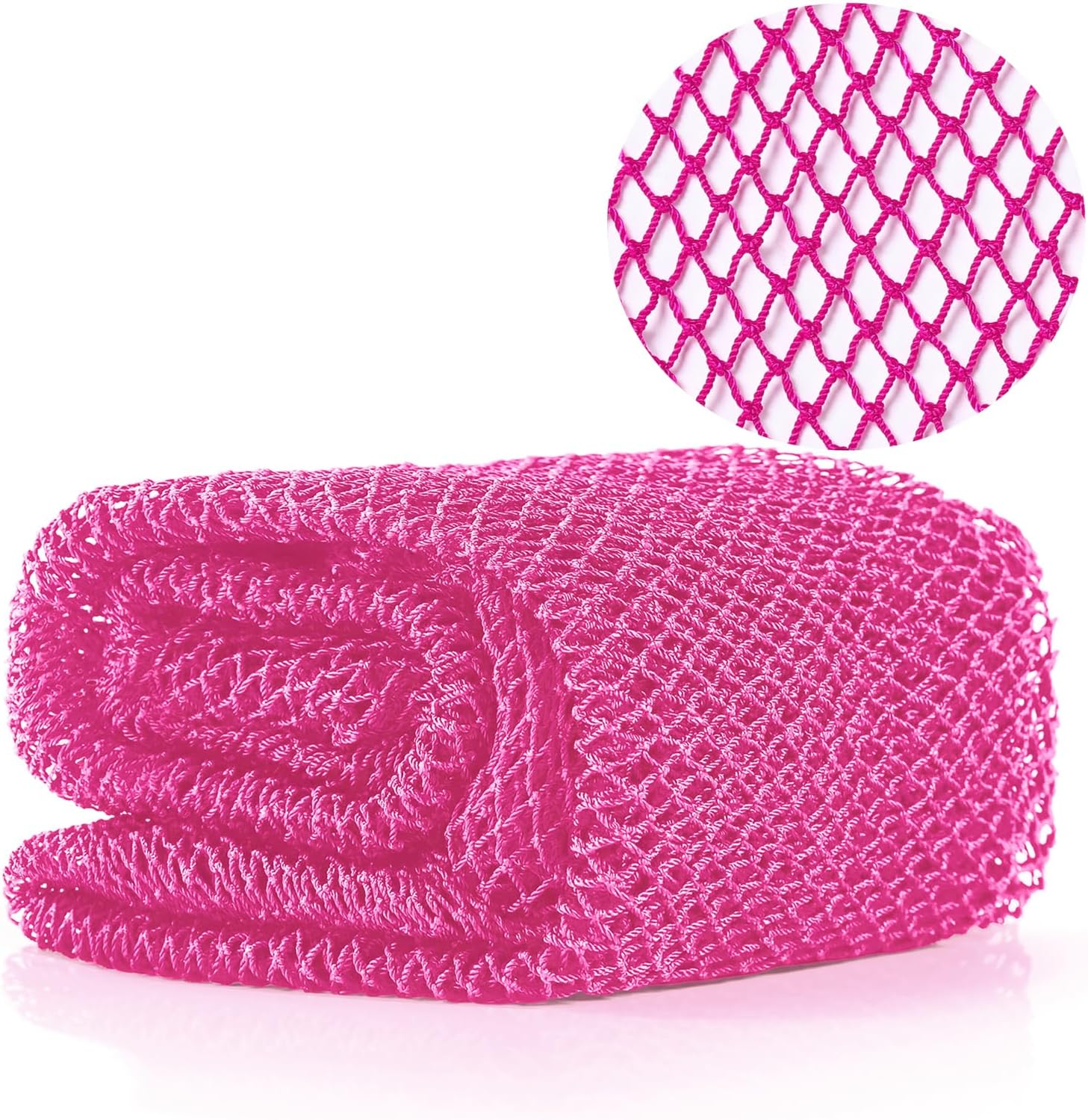 African Net Long Bath Net Sponge,Jassins African Bathing Body Exfoliating Net Shower Body/Back Scrubber Skin Smoother,Stretch Length to 66 INCH (Pink) image number 4
