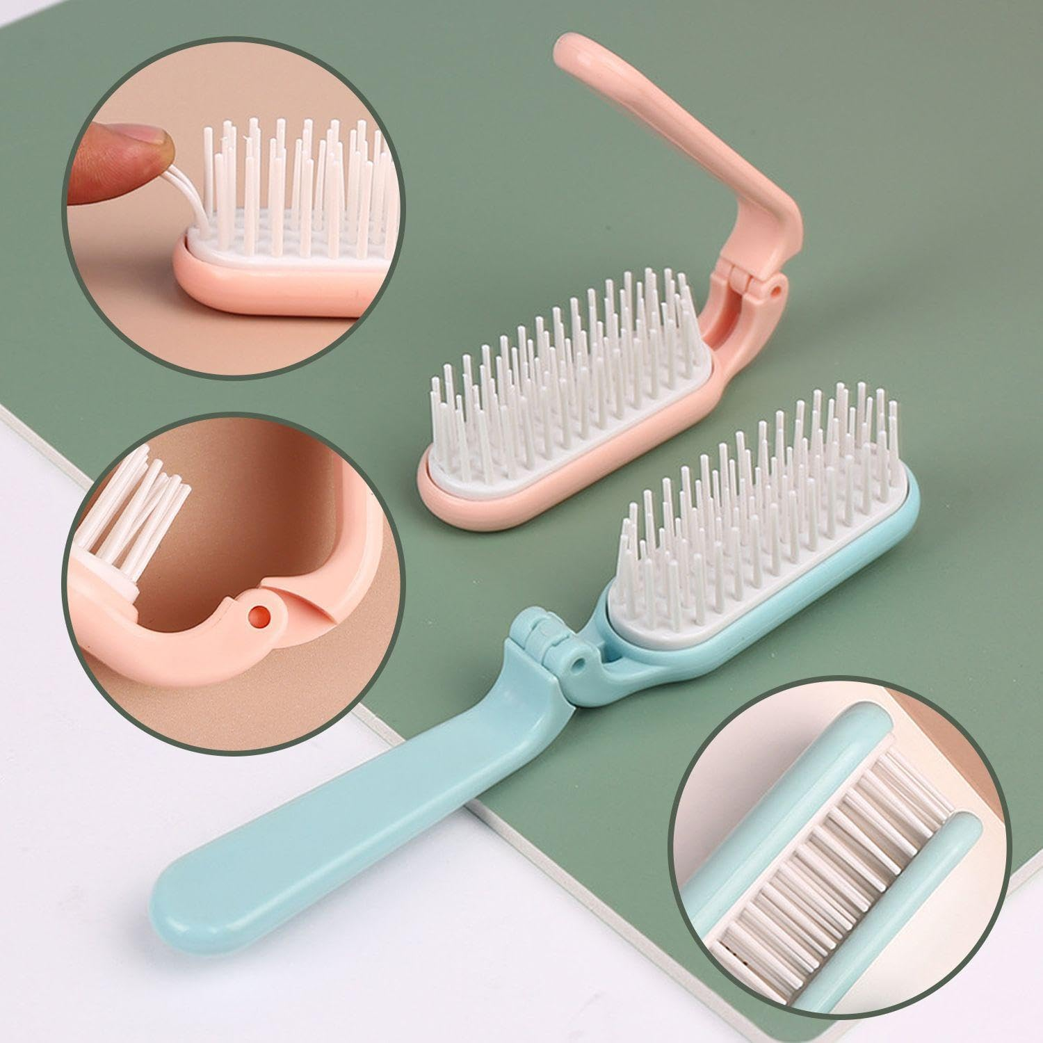 4-Piece Foldable Hair Brush, Compact Hair Brush, Foldable Travel Hair Brush, Mini Hair Brush for Children, Small Portable Hair Brush, Brush for Curly Hair, Wet and Dry Hair Brush image number 5