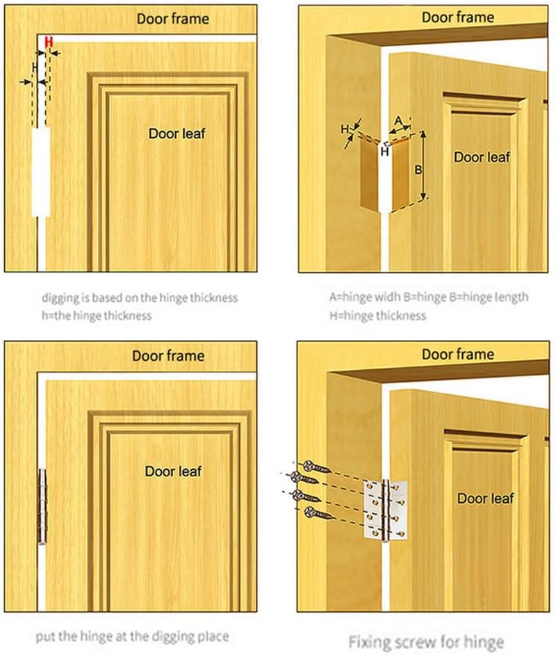 Hyever 6 Inch Ball Bearing Door Hinges for Heavy Duty Wood Door, Door Hinges with Mounting Hardware, 6 X 4 Inch NRP with Square Corners for Interior & Exterior Door White Surface 2Pcs image number 3