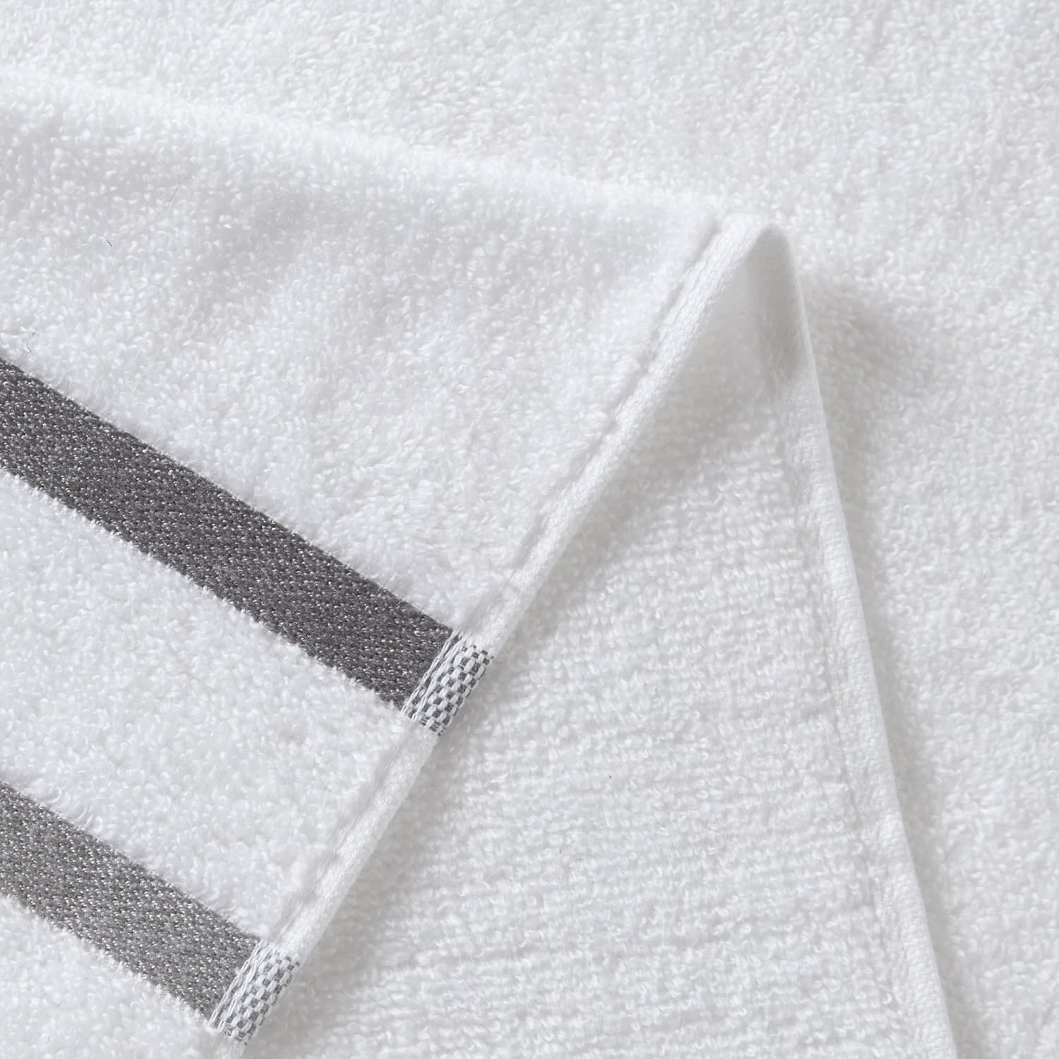 Comfort Spaces Cotton 8 Piece Bath Towel Set Striped Ultra Soft Hotel Quality Quick Dry Absorbent Bathroom Shower Hand Face Washcloths, Multi-Sizes, Zero Twist Charcoal 8 Piece - Charcoal image number 2