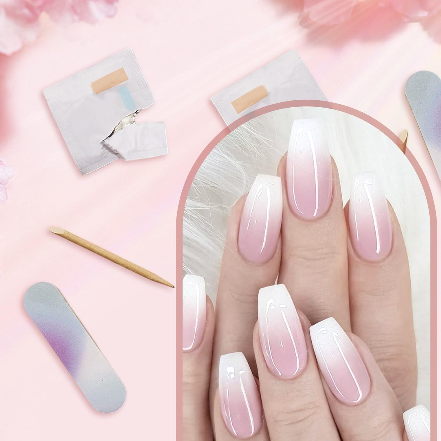 24Pcs Kiss Kiss Nails French Tip False Nails Press-On Short Stick-On Daily Wear image number 6