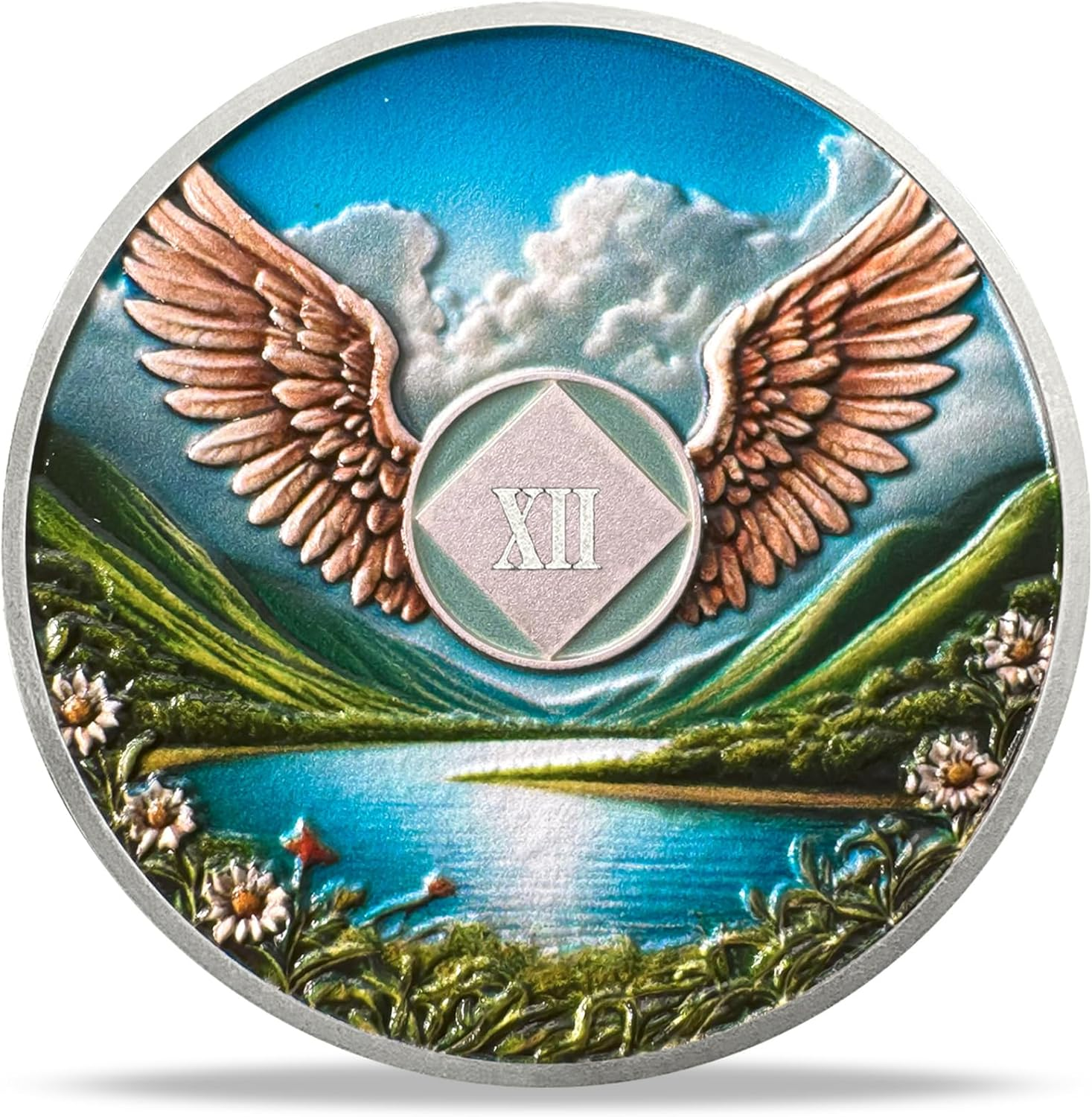 2 Year NA Sobriety Coin - NA Medallions with Wings and Scenic Sobriety Chips NA Coins - Ideal Narcotics Anonymous Gifts for Men ＆ Women Celebrating Recovery and Living Clean