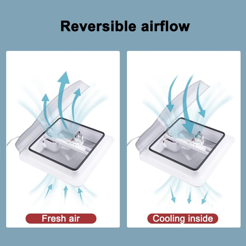 Gonia RV Bathroom Roof Vent Hatch Fan 12V, Caravan Motorhome Shower Hatch Air Exhaust Fan for Motorhome Caravan 280Mm image number 1