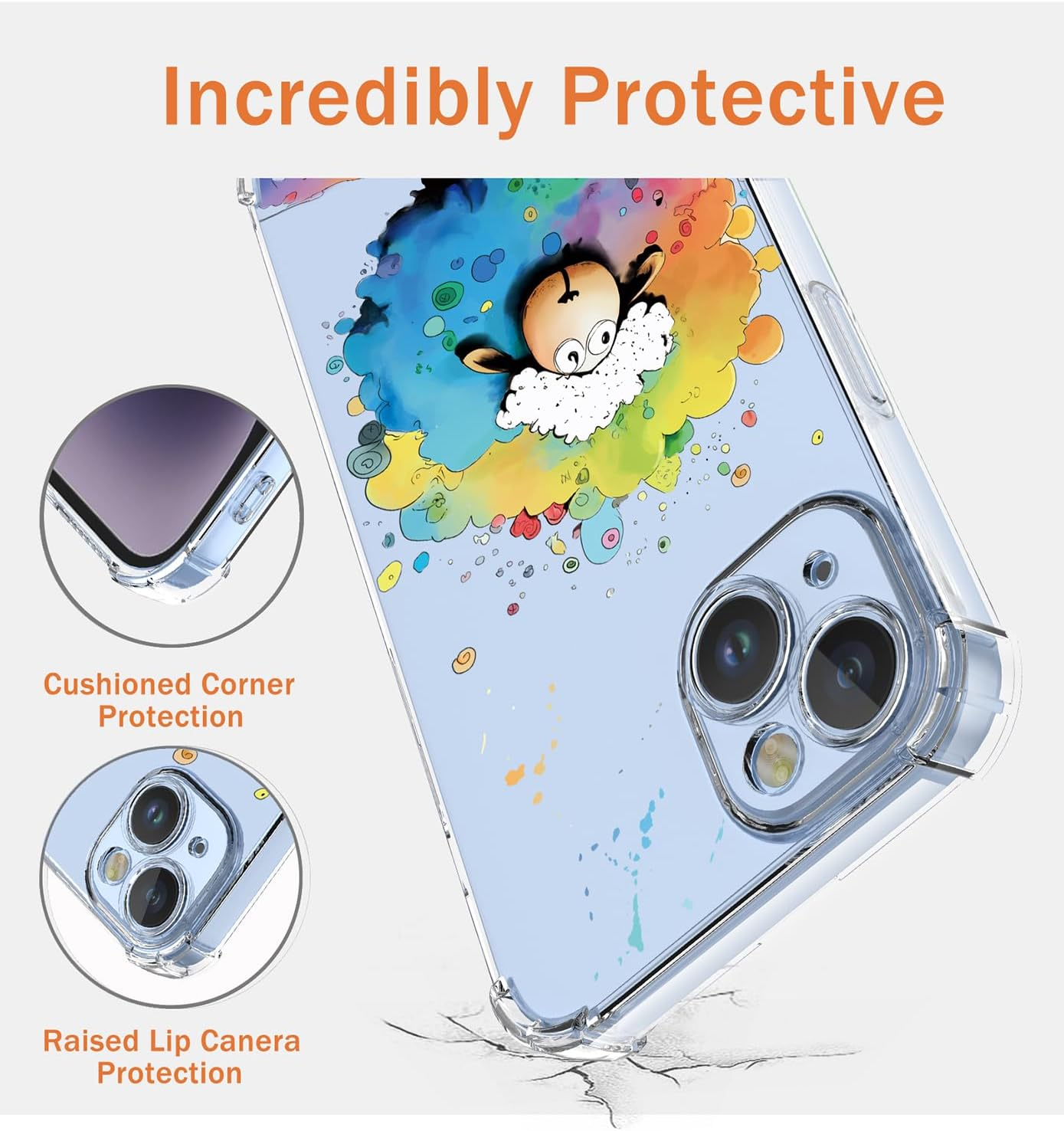 XINYEXIN Transparent Case for Samsung Galaxy A36 5G, Colourful Cool Art Graffiti Series Cute Pattern, Ultra Thin Shockproof TPU Clear Mobile Phone Protective Case - Sheep image number 2