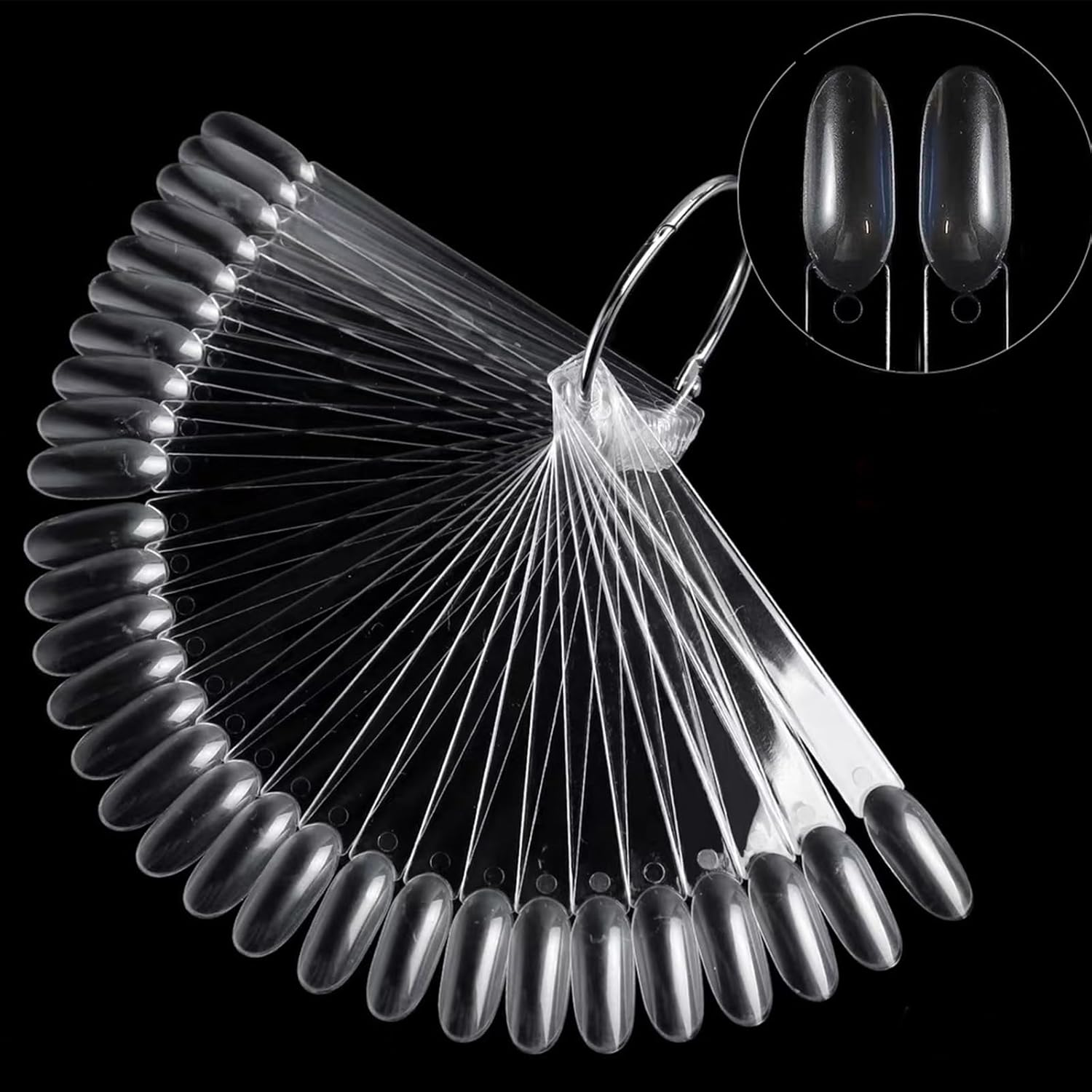 100 Pcs Nail Colour Display Tips, Clear Nail Swatch Sticks, Practice Nails, Nail Swatch, Salon Nail Samples Sticks for Gel Polish, Practice, Tips & Designs (Round Shape) image number 5