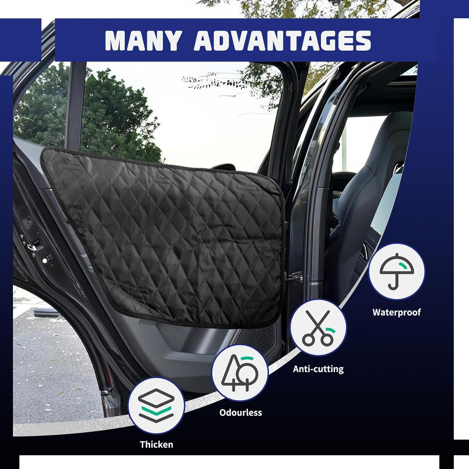 1 Pair Car Door Protector for Dogs, Waterproof & Anti-Slip Pet Car Door Covers, Black Vehicle Dog Car Window Protector Scratch Guard Accessories from Scratching (Oxford & PP) image number 1