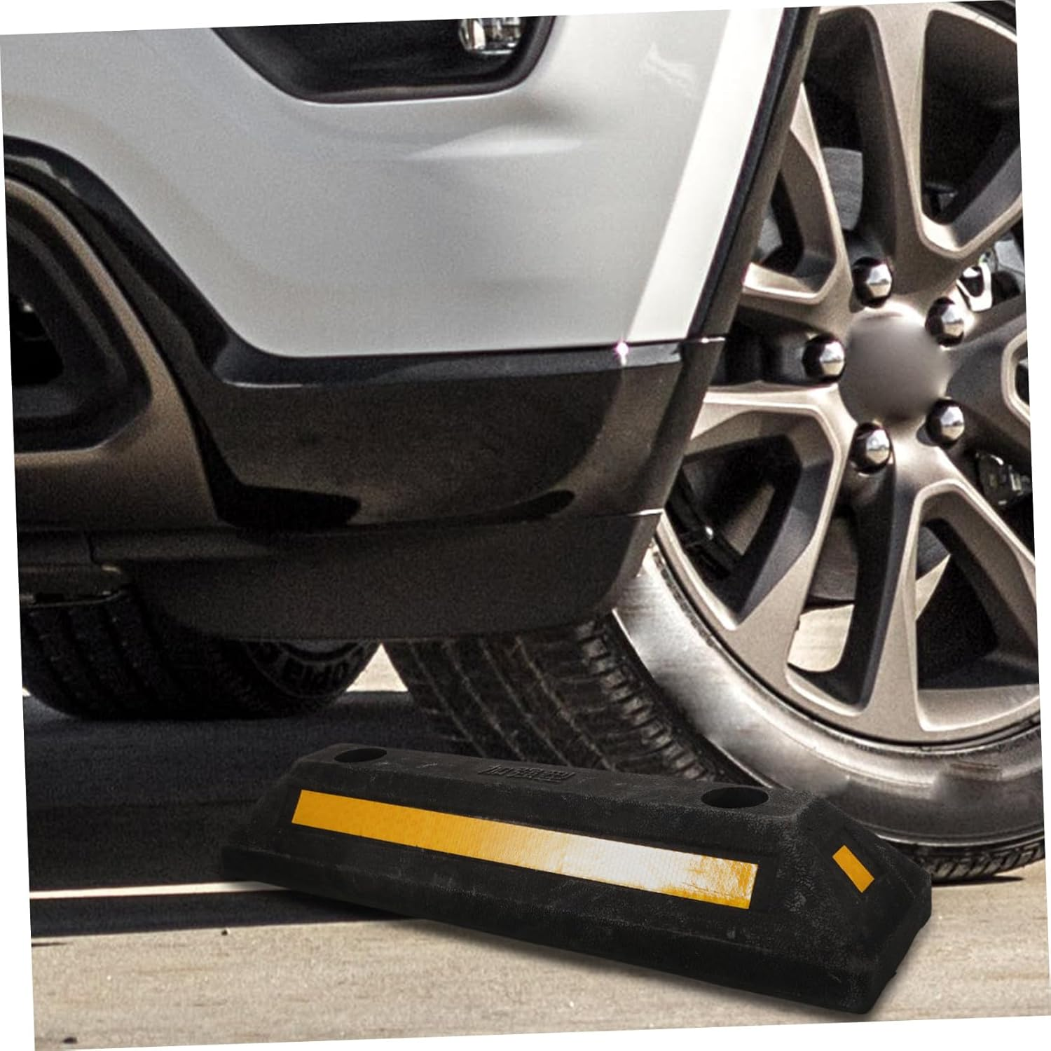 Rubber Wheel Chock Garage Car Stopper for Parking Space Limiter Wear-Resistant Vehicle Wheel Stopper Preventing Rollback Easy Install for Cars Rv Trailers image number 6