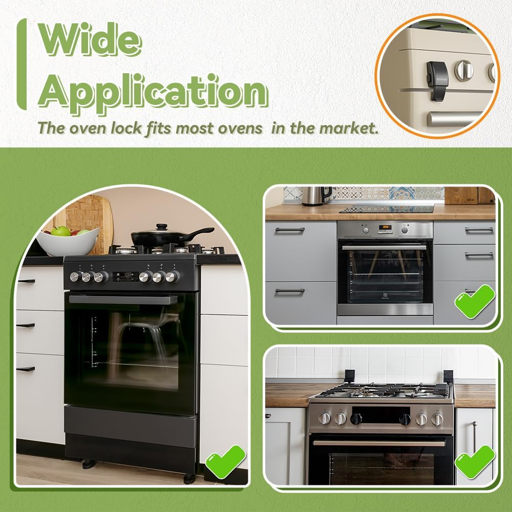 SAFELON 1 PC Update Baby Safety Oven Lock, Kitchen Safety Oven Door Lock, Childproofing Lock for Babies & Toddlers, Heat-Resistant, No Drilling (Black) - White image number 4