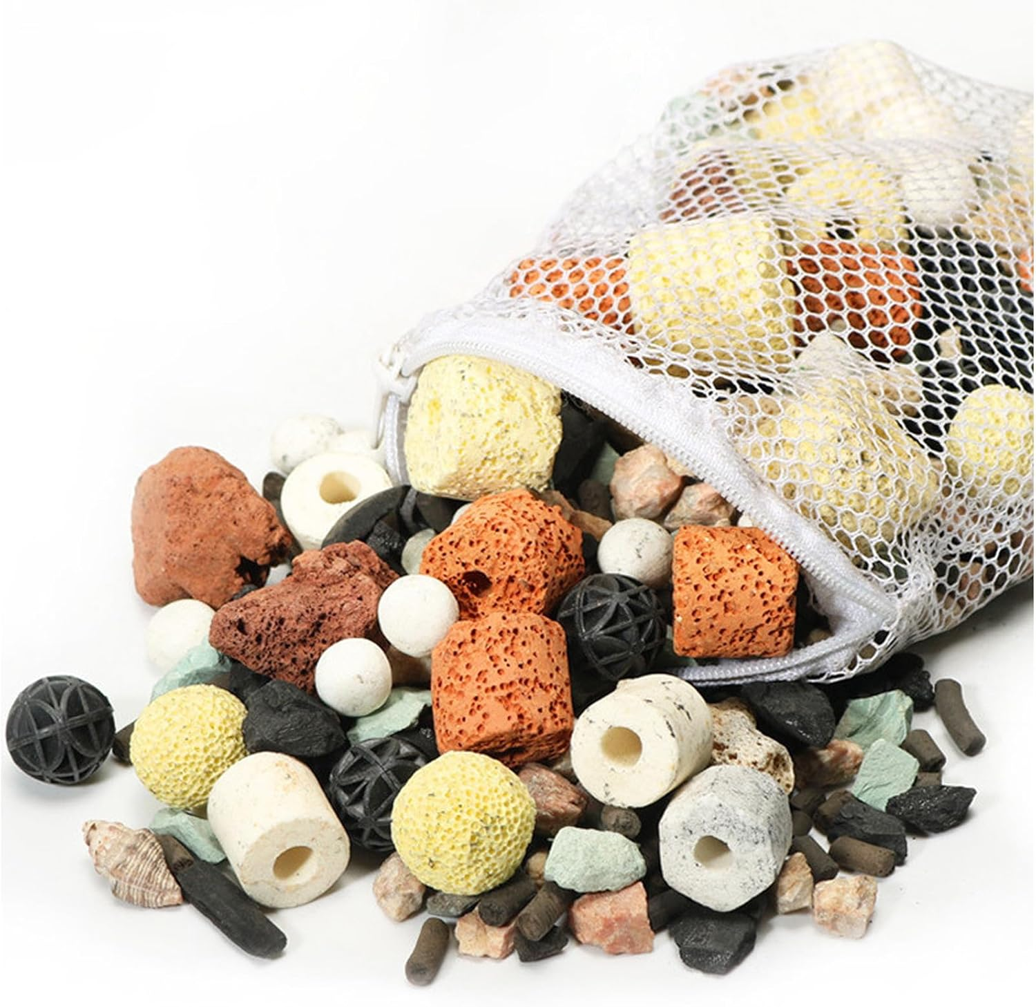 Aquarium Filter Media, 12 in 1 Aquarium Filter Media, Bio Balls Ceramic Rings Set for Aquarium Fish Tank Pond,Fish Tank Filter, Accessories 500G image number 4