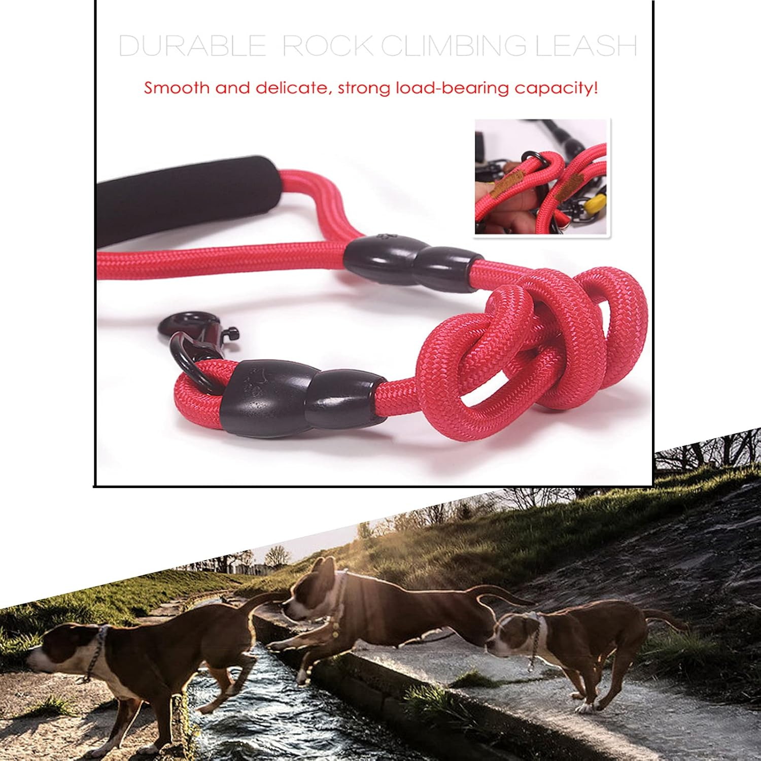 Dog Double Leads Nylon Dog Lead Splitter No Tangle Dual Leash Coupler Lead Two Dogs 1 Pcs (80 Cm + 70 Cm) No Tangle 360&deg; Swivel Rotation Dual Strong Lead for 2 Dogs for Dag Walking and Training image number 1
