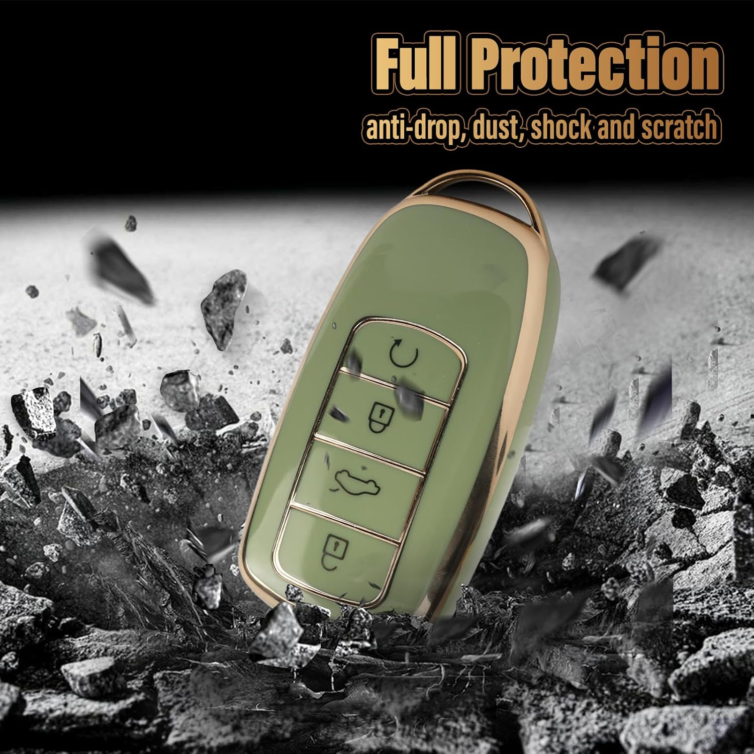 Fiohiros 2 Pcs Car Smart Key Fob Case TPU Car Key Protection Cover Compatible with Chery Omoda 5 Compatible with Tiggo 8 Pro (Green) image number 3