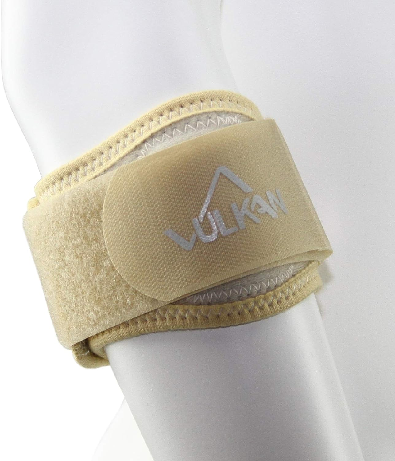 Tennis/Golf Elbow Strap with Silicon Pad by Vulkan, Universal Size, Beige Elbow Brace for Forearm Support and Joint Stability, Elbow Support for Tendonitis, Elbow Injuries, and Post Operation image number 2