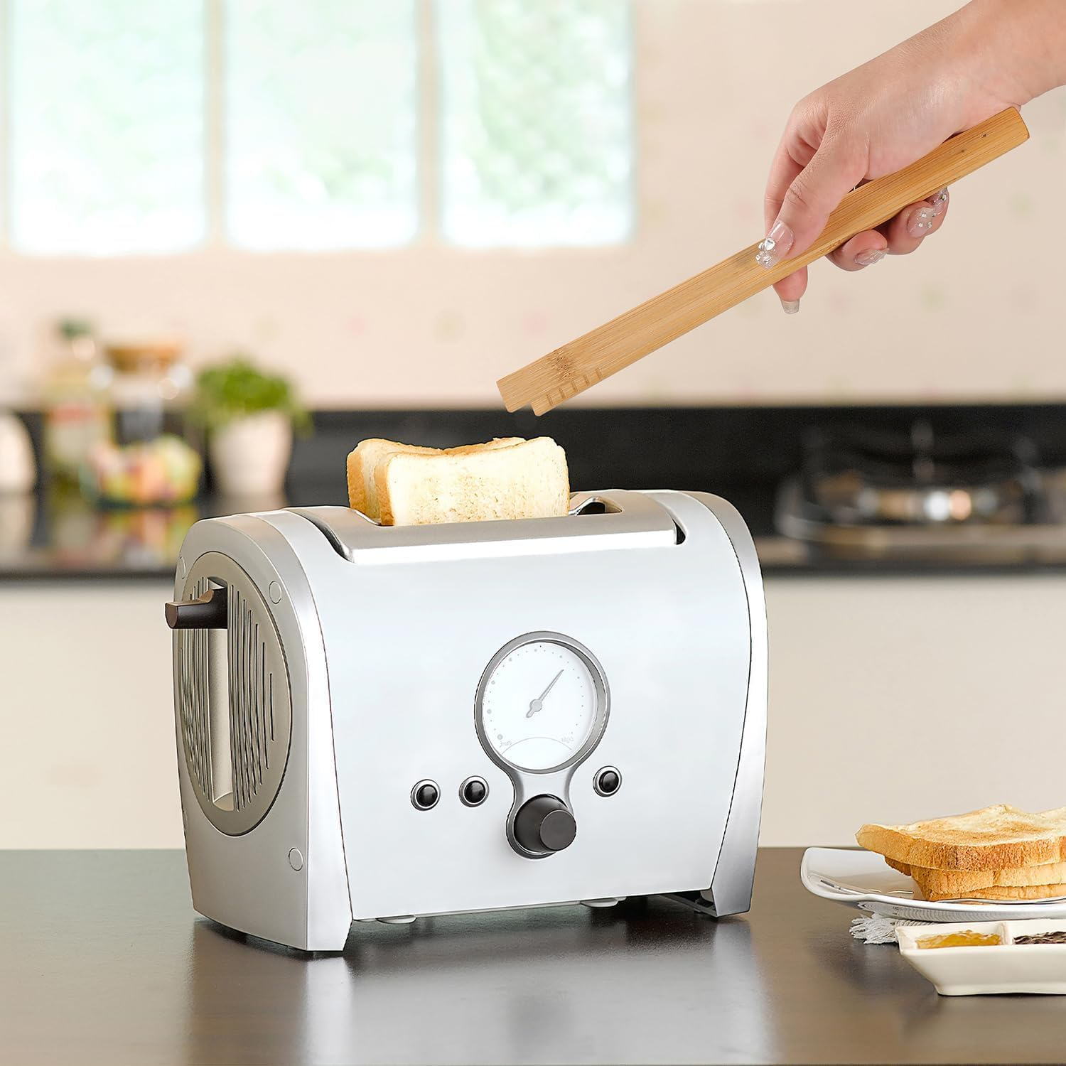 12Pcs Bamboo Tongs,18Cm/7.09 Inchbamboo Toast Tongs Set,Natural Wood Kitchen Tweezers, Reusable Wooden Kitchen Tongs Environmental Tea Tong for Toast Bread Pickles Fruits Tea,Friendly Cooking Utensils image number 5