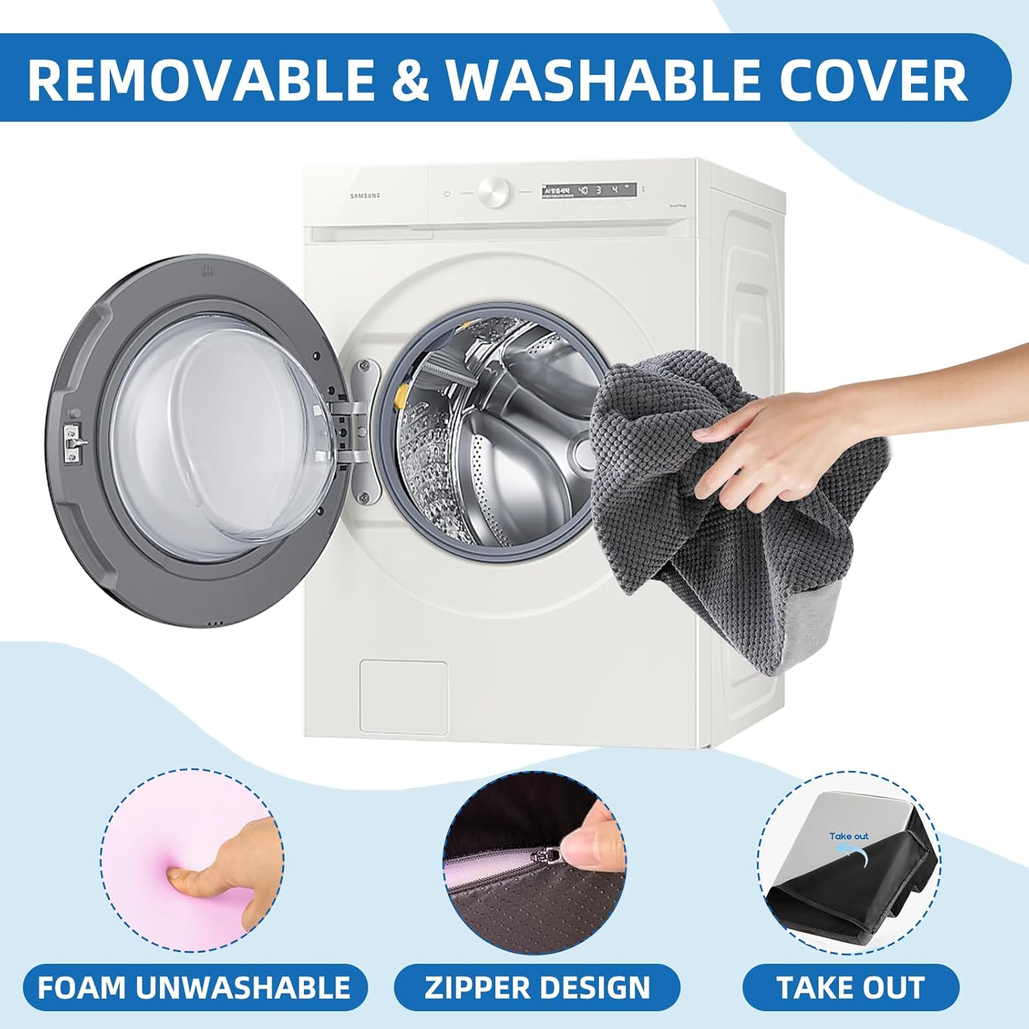 Yazoni 2 Pieces Dog Stairs Set - 4 Step 56Cm Height Detachable Doggy Stairs for Old Cats, High Density Foam Curved Cat Ramp, Non-Slip Balanced Pet Step Indoor, Dog Bed Stairs for High Beds and Couch image number 4