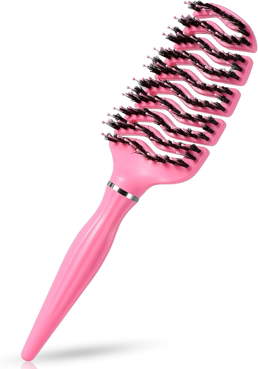 Blendura Hair Comb, Boar Bristle Hair Brush, Quick Drying Fluffy Styling Comb, Anti-Knot and Anti-Pull Hair Brush, Gentle Scalp Massage Brush, Suitable for All Hair Structures, Pink, Hair Brush image number 3