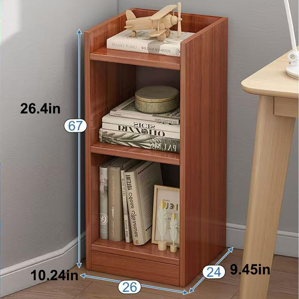 Hbluefat 3 Tier Bookcase, Floor Standing Low Open Bookshelf, Multipurpose Display Storage Organizer Shelf for Home Office Living Room Bedroom (Walnut) image number 2