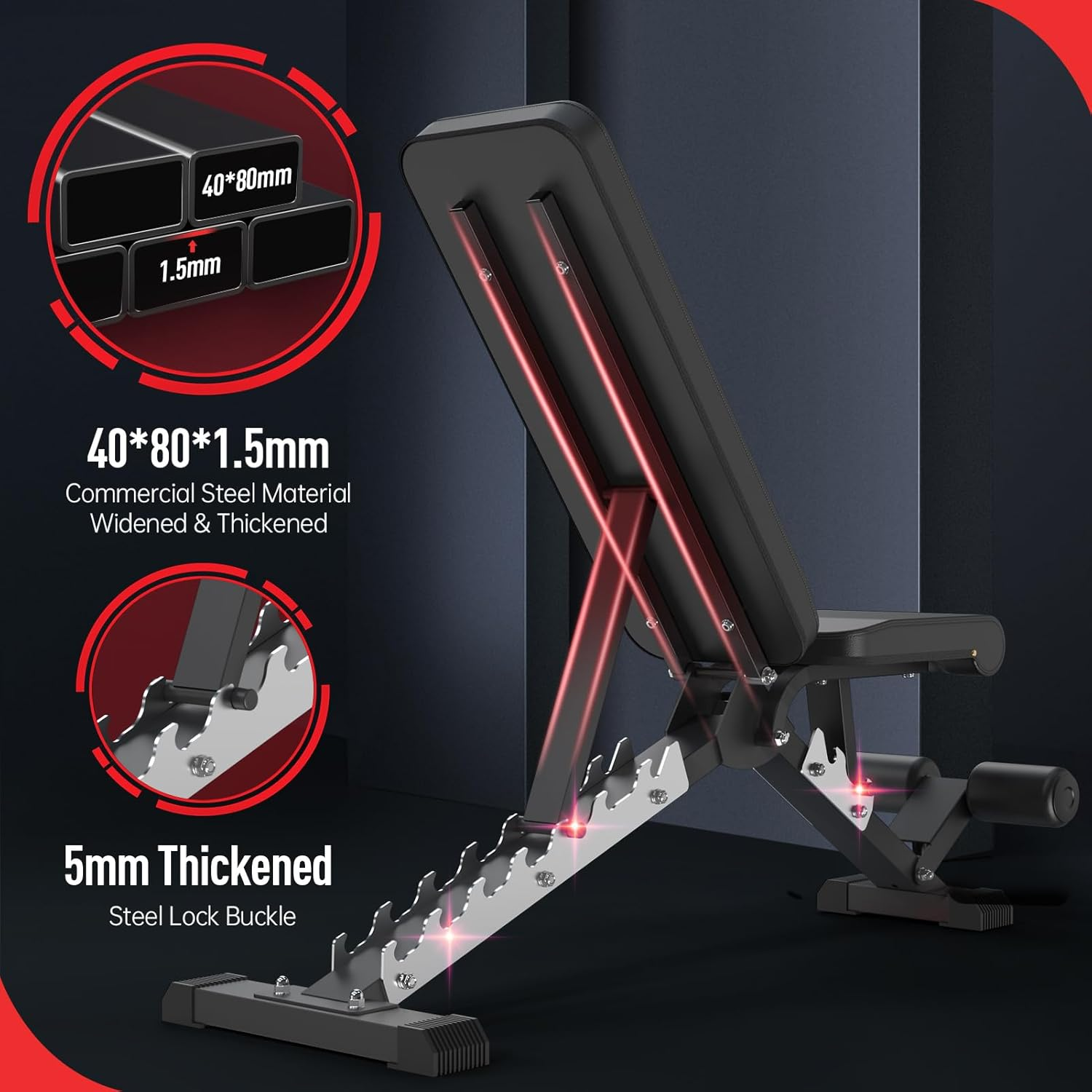 JOROTO Adjustable Weight Bench - 800 Pounds Capacity Workout Bench Strength Training Benches for Full Body Bench Press (2022 NEW VERSION-MD60)