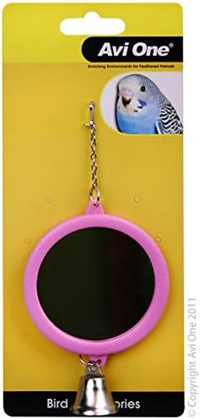 Bird round Mirror with Bell 7.7Cm Bird Aviary Toy Health Interactive Cage